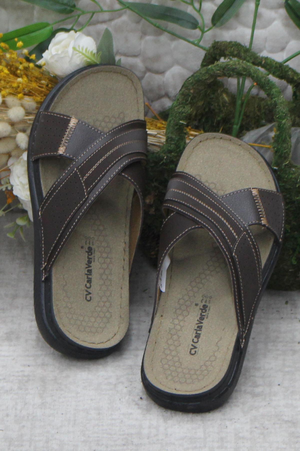 171202 Kahve Rahat Esnek Anatomik Erkek Terlik - Görsel 6