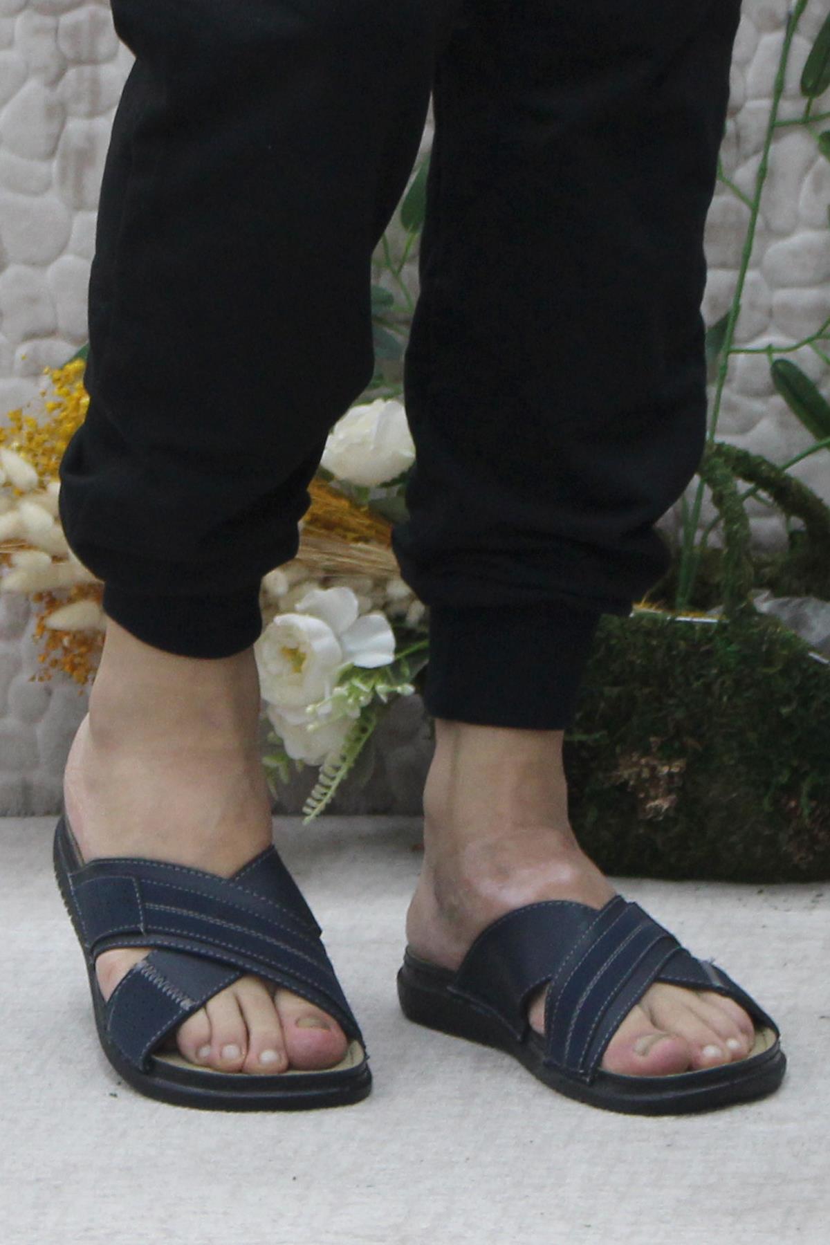 171202 Lacivert Rahat Esnek Anatomik Erkek Terlik - Görsel 3