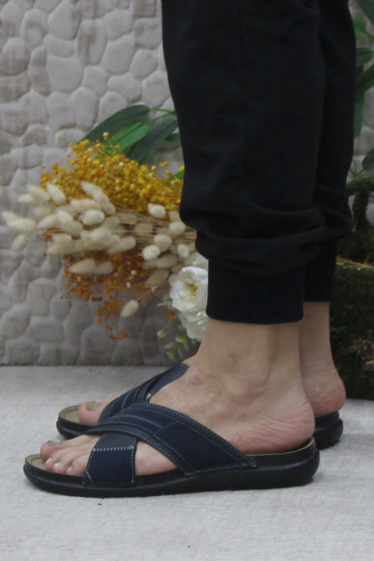 171202 Lacivert Rahat Esnek Anatomik Erkek Terlik - Görsel 4