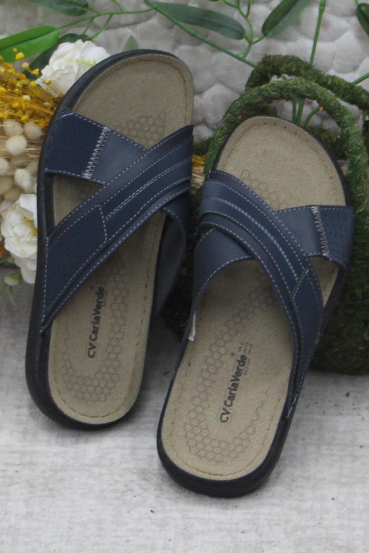 171202 Lacivert Rahat Esnek Anatomik Erkek Terlik - Görsel 6