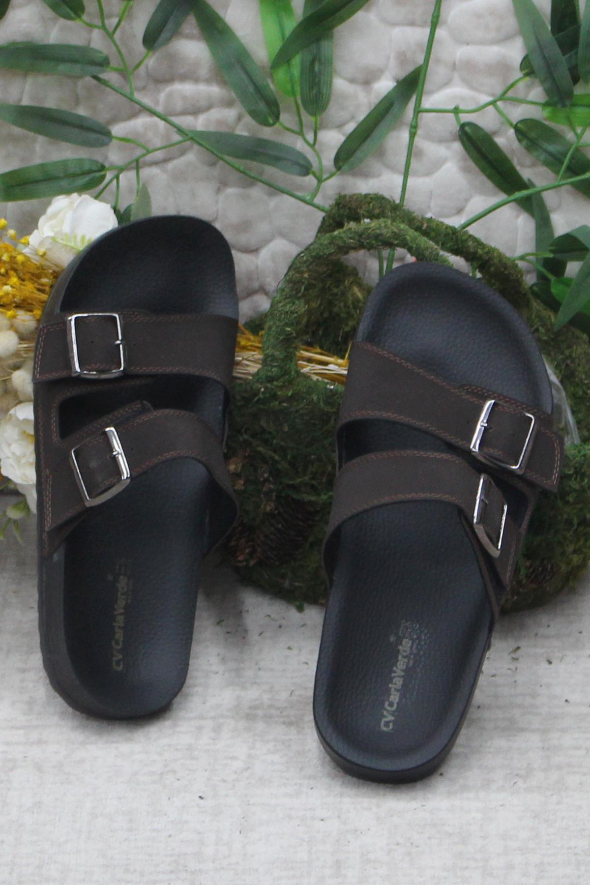 206005 Kahve Rahat Esnek Anatomik Erkek Terlik - Görsel 6