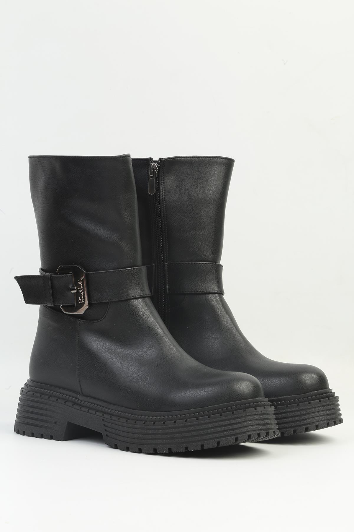 ® | PC-52430 Kadın Siyah Cilt Bot - Görsel 3