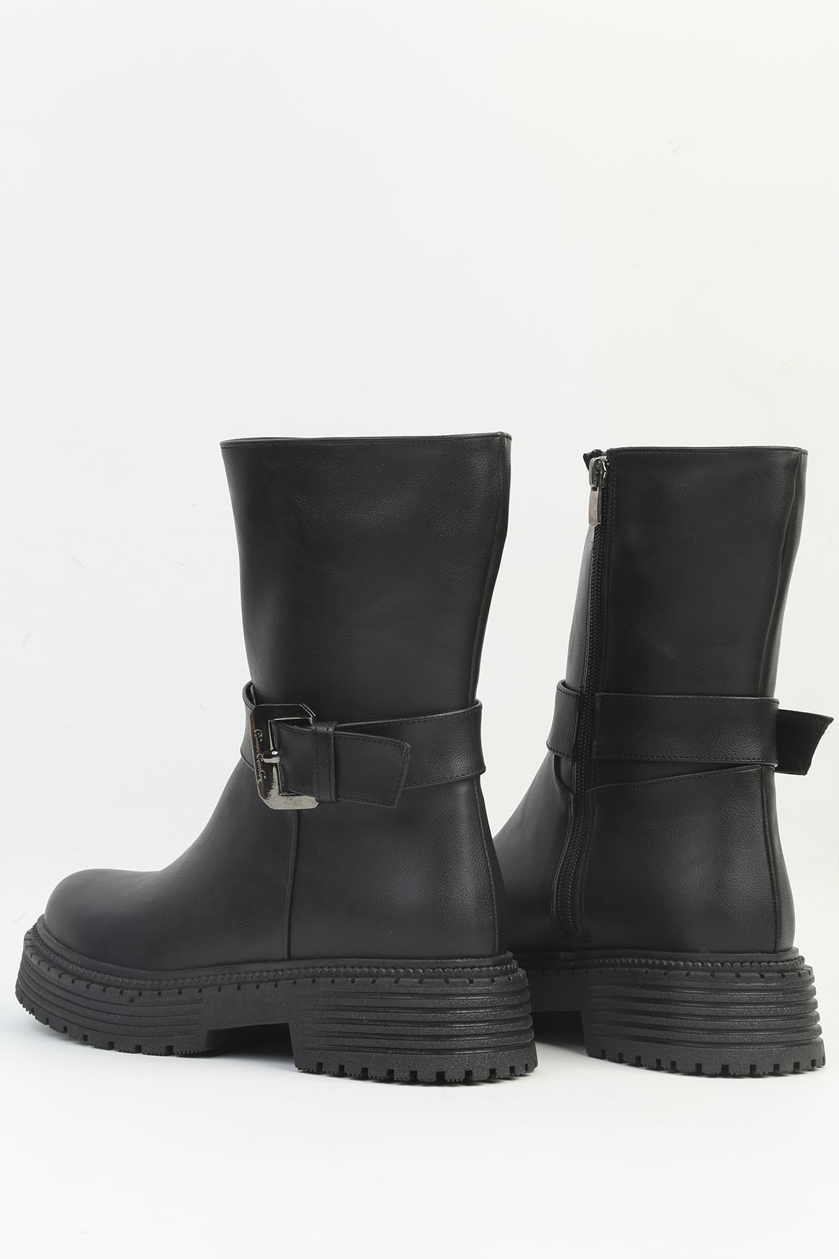 ® | PC-52430 Kadın Siyah Cilt Bot - Görsel 4