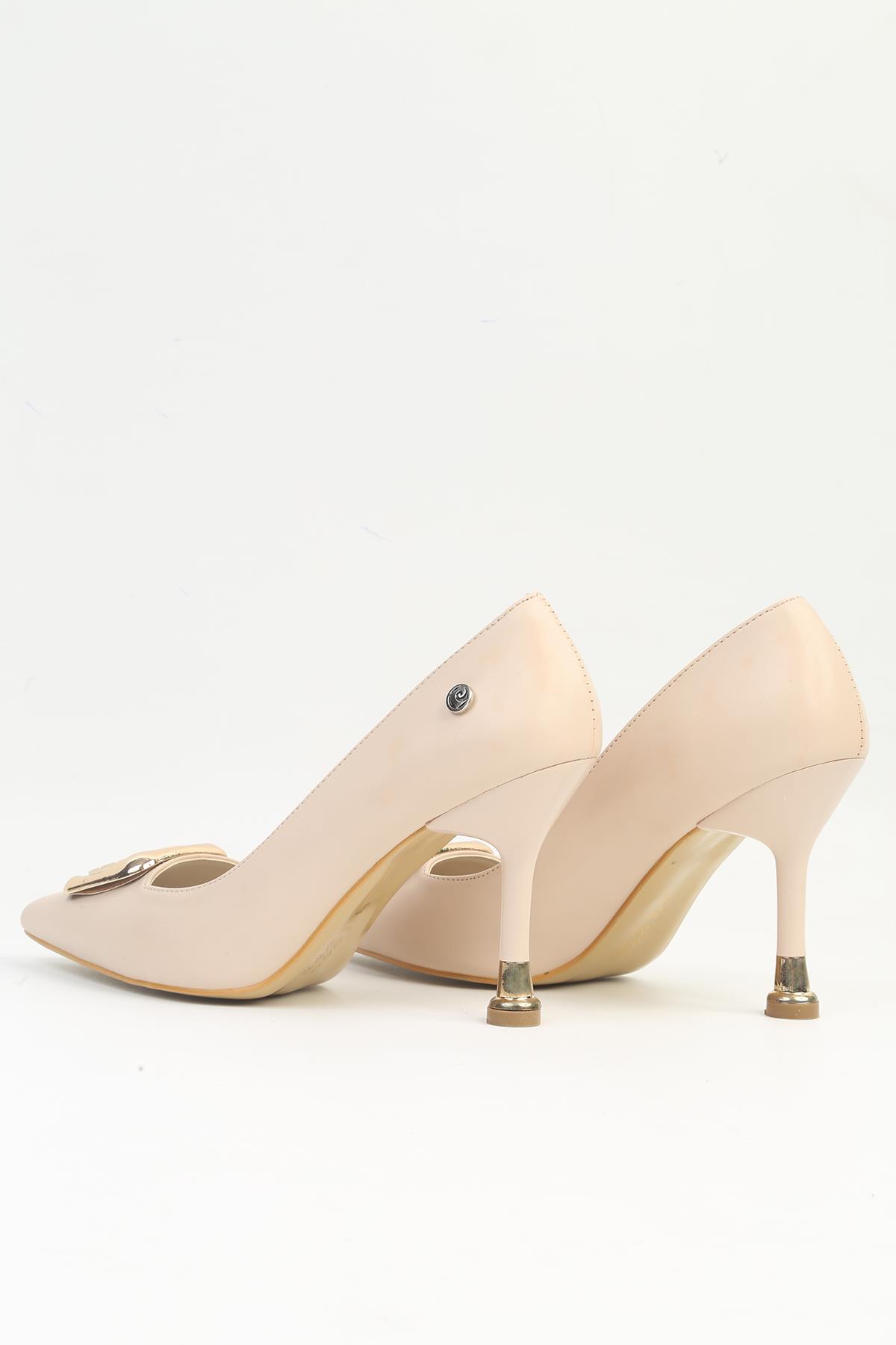 ® | PC-54030 Kadın Krem Topuklu Ayakkabı - Görsel 4