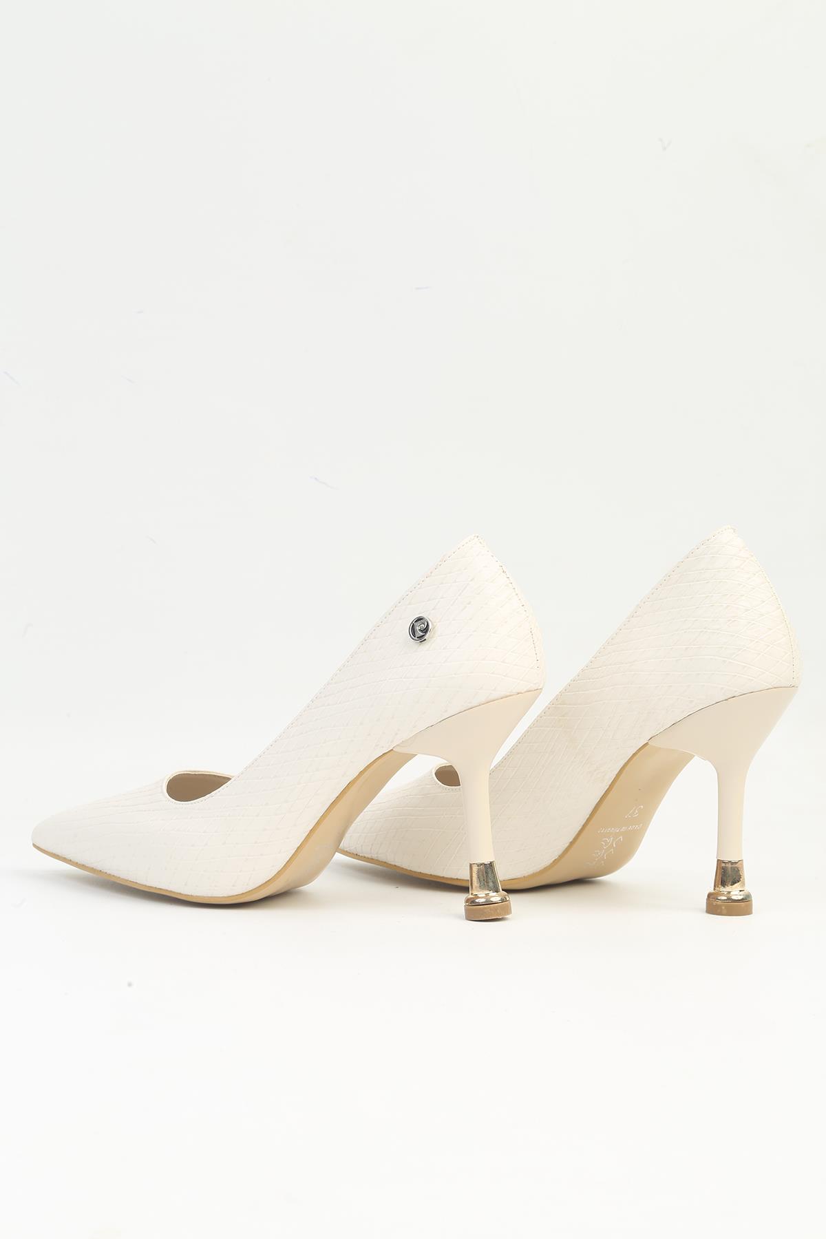 ® | PC-54022 Kadın Bej Topuklu Ayakkabı - Görsel 4