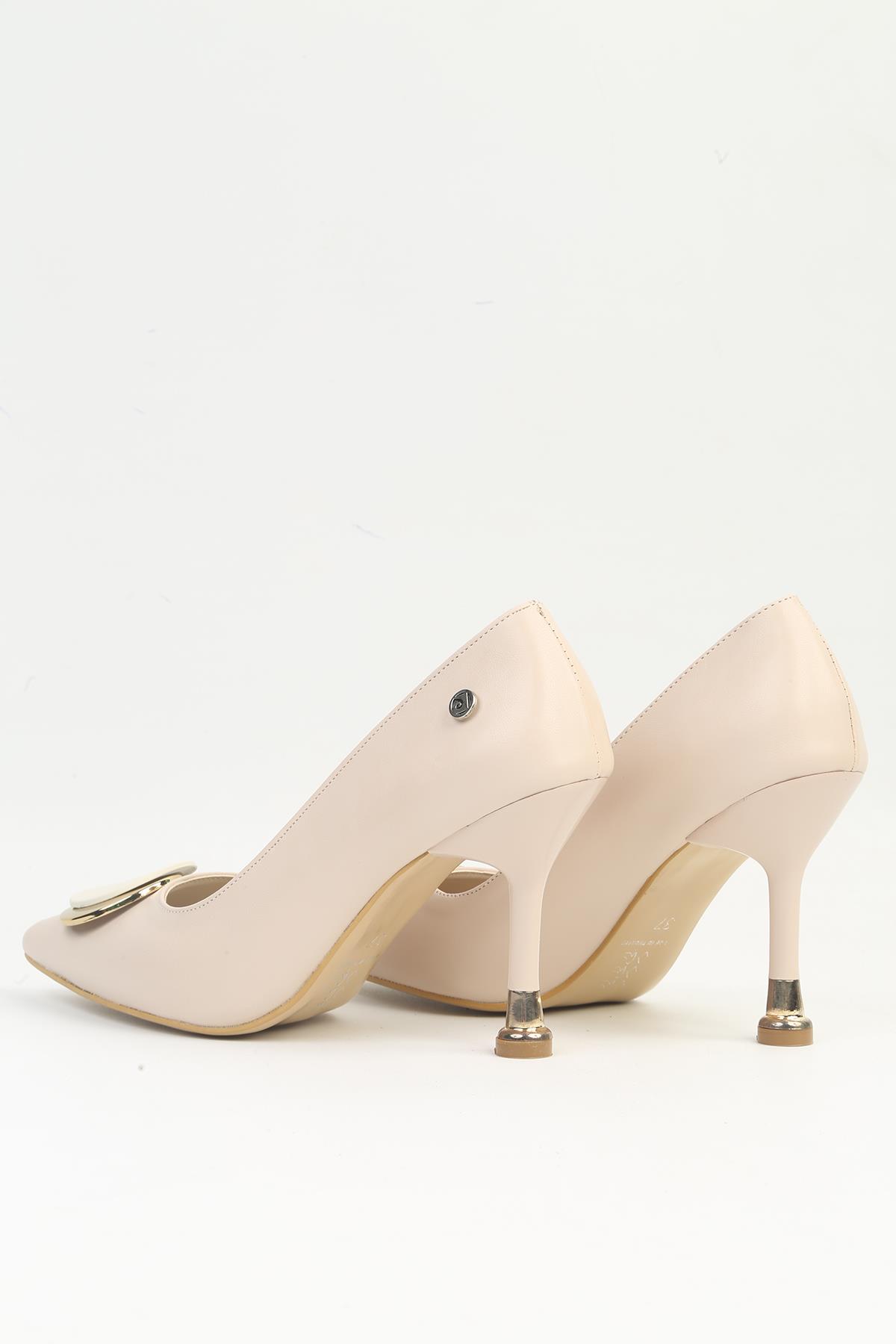 ® | PC-54025 Kadın Krem Topuklu Ayakkabı - Görsel 4