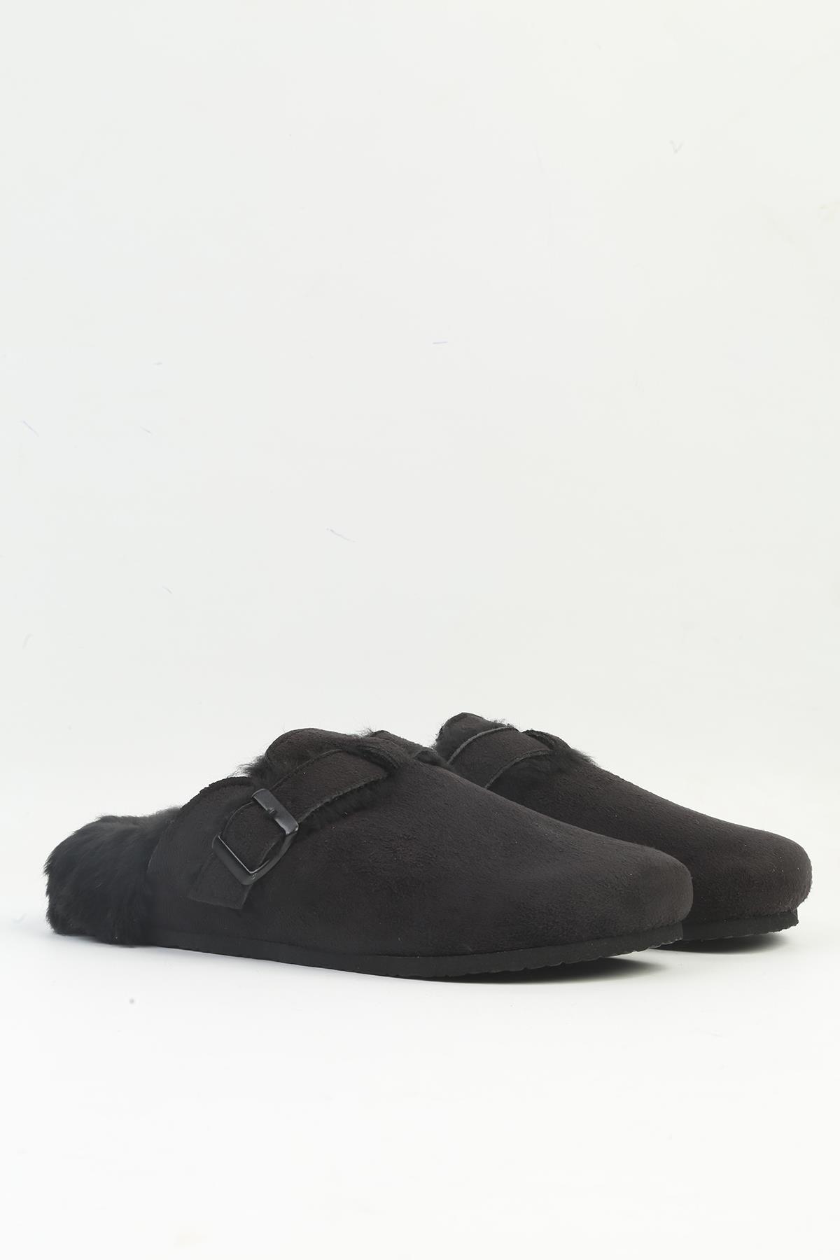 ® | PC-54391 kadın Siyah içi tüylü terlik - Görsel 3