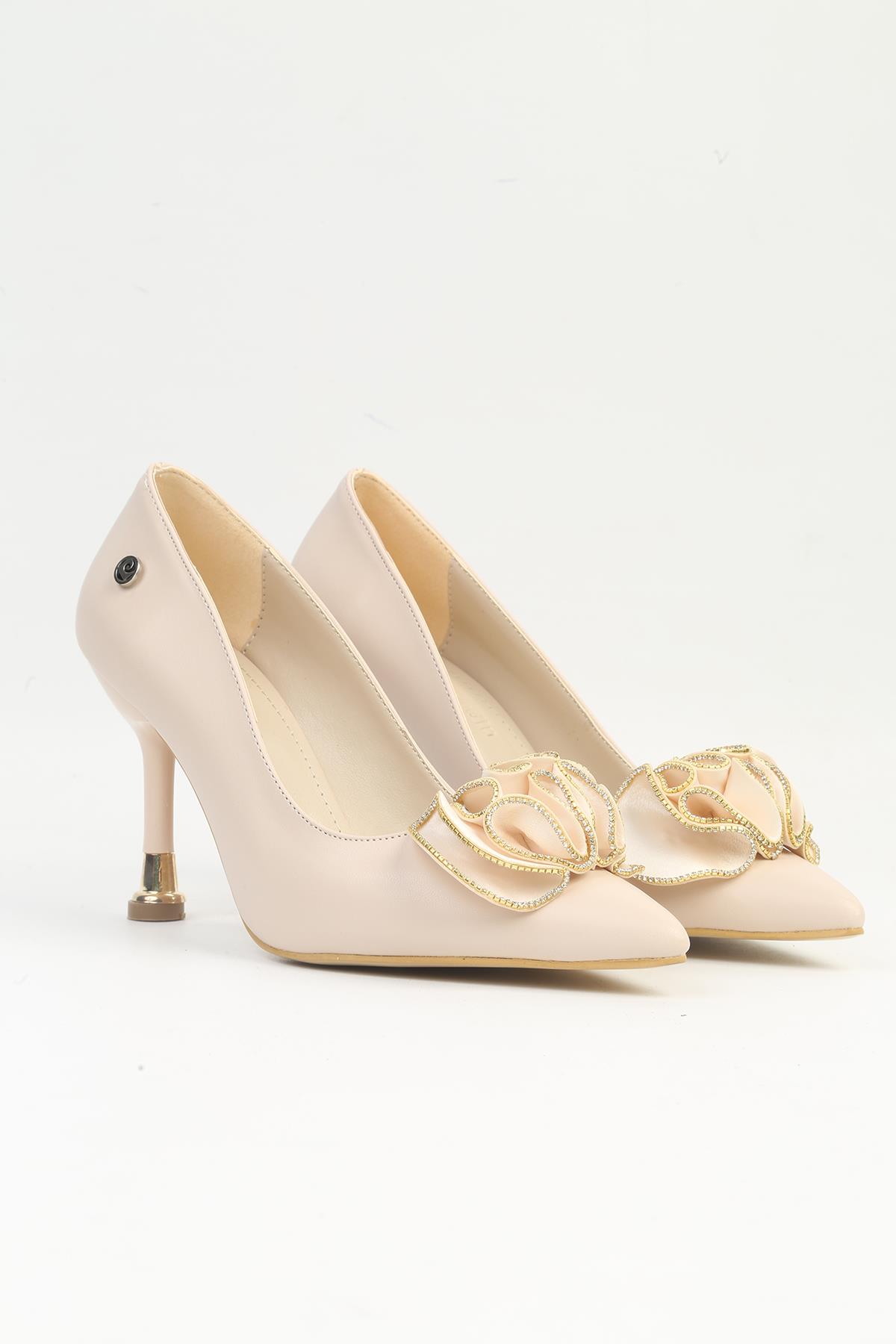 ® | PC-54028 Kadın Krem Topuklu Ayakkabı - Görsel 3
