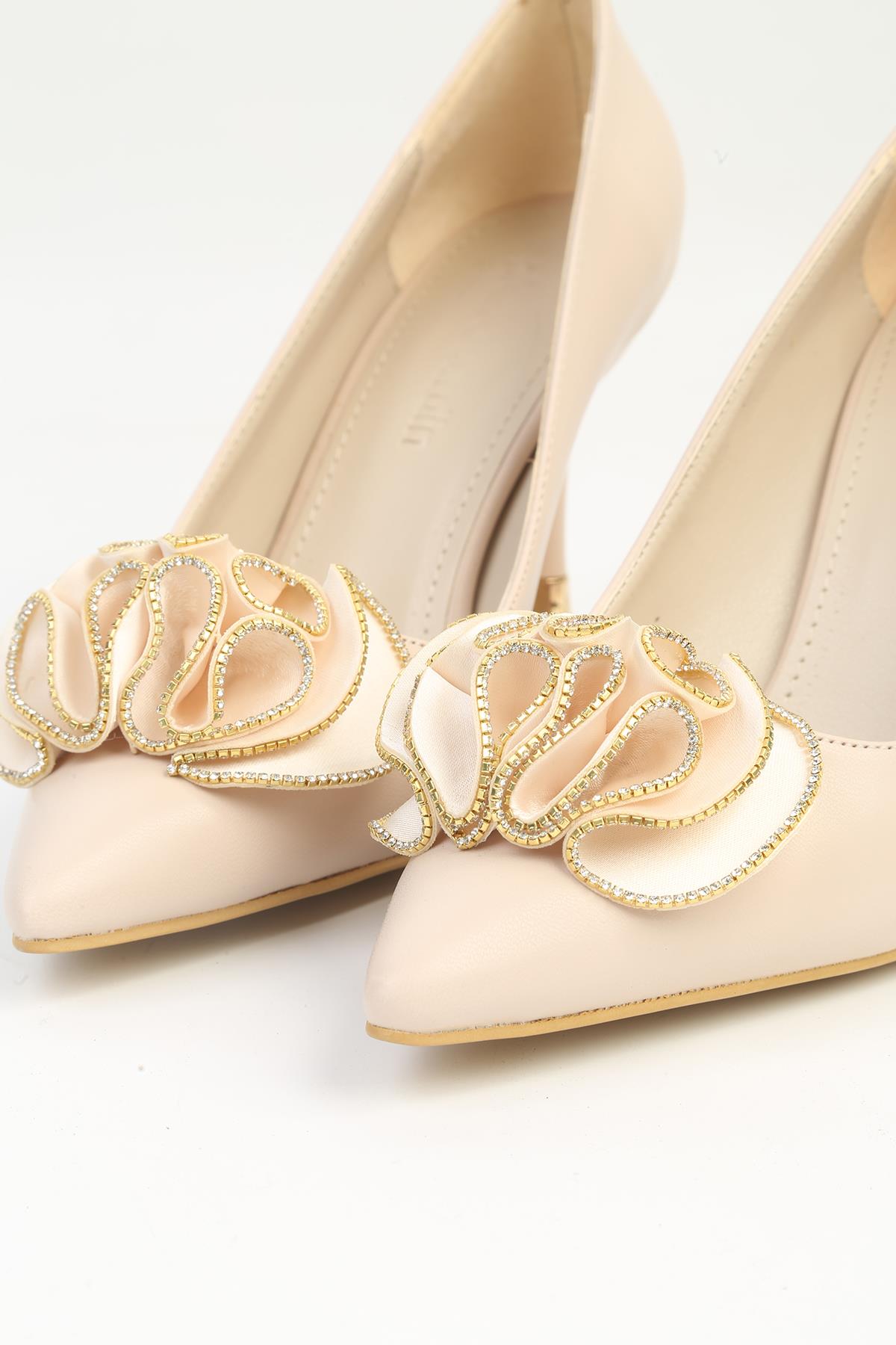 ® | PC-54028 Kadın Krem Topuklu Ayakkabı - Görsel 5