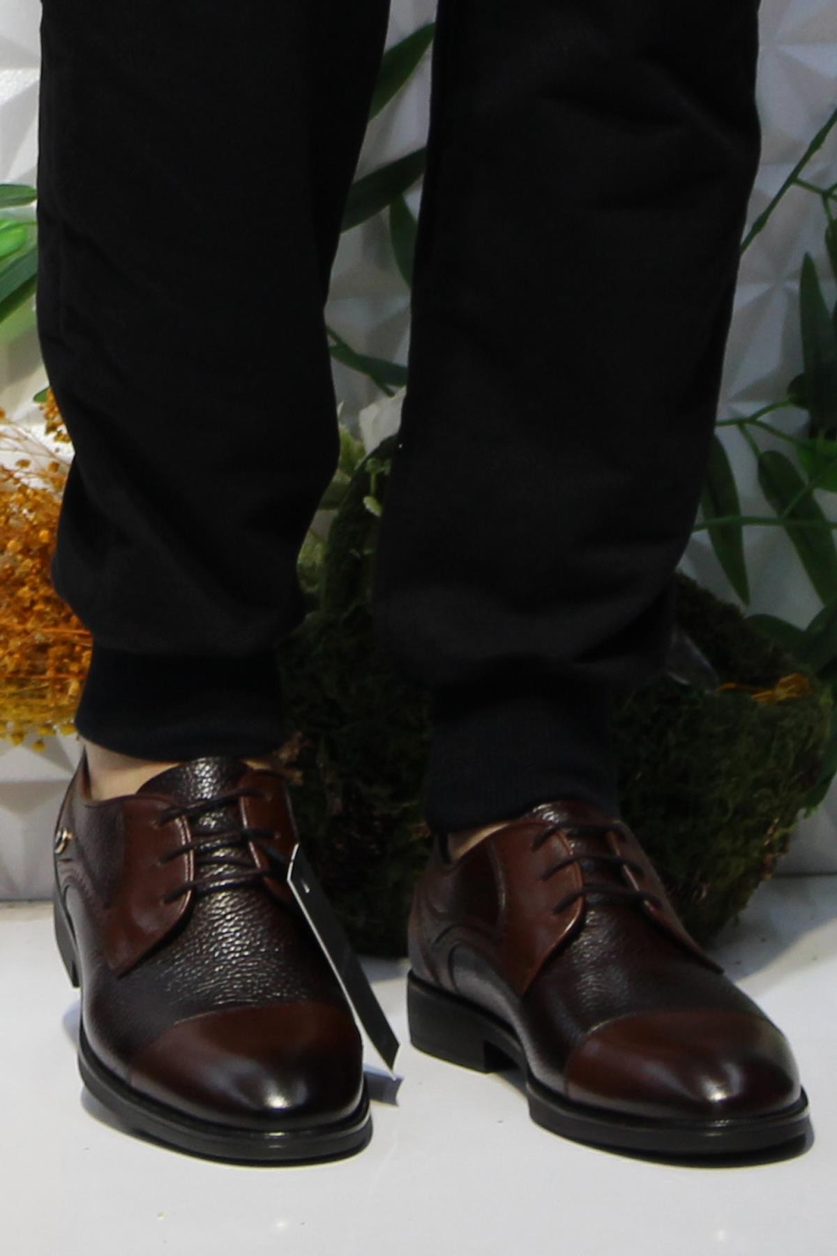 63599 Kahve Orijinal Ürün Kauçuk Taban İç Ve Dış Hakiki Deri Erkek Ayakkabı - Görsel 3