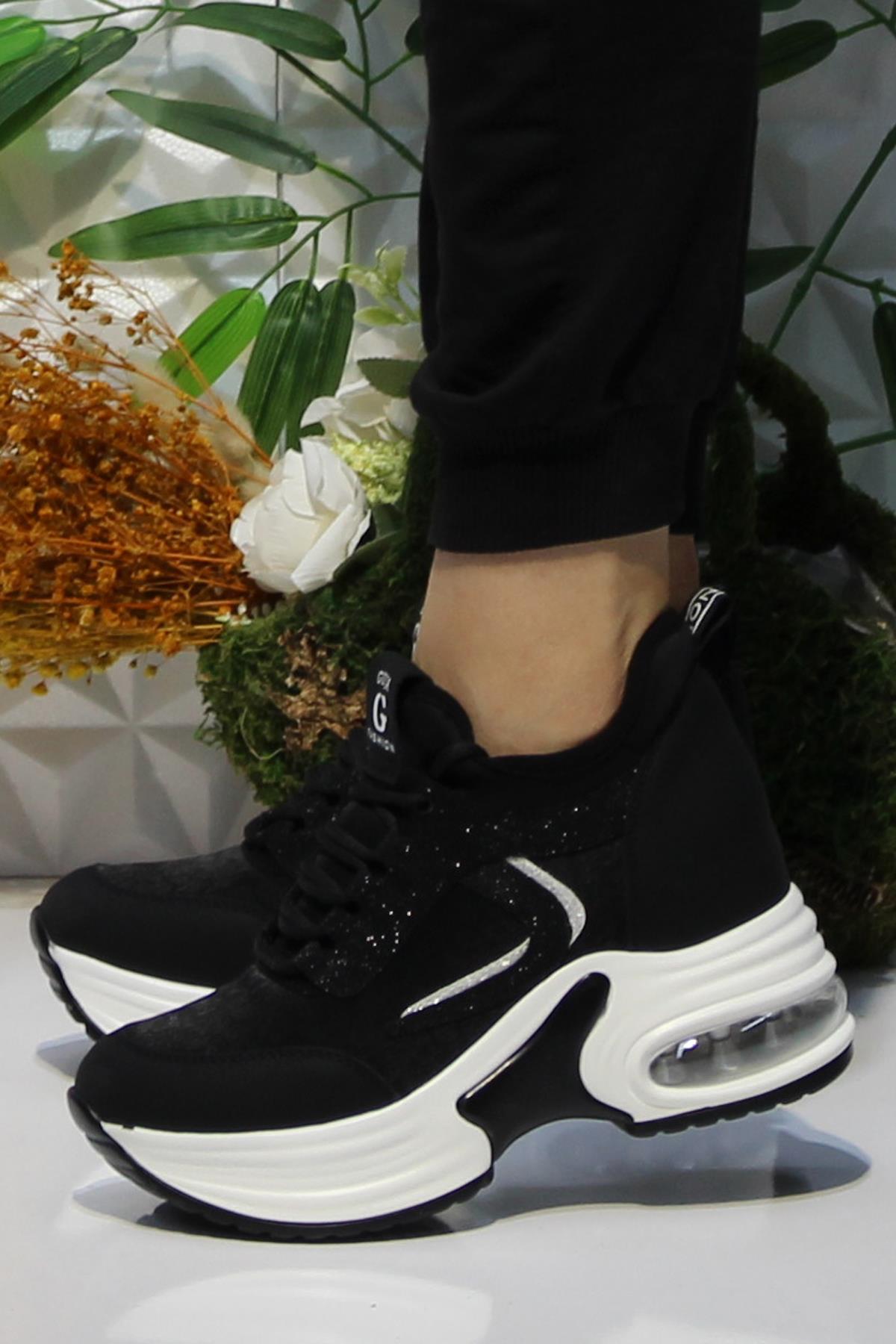 Guja 24K300-1 Siyah Orijinal Ürün Kalın Taban Sneaker Kadın Ayakkabı - Görsel 4