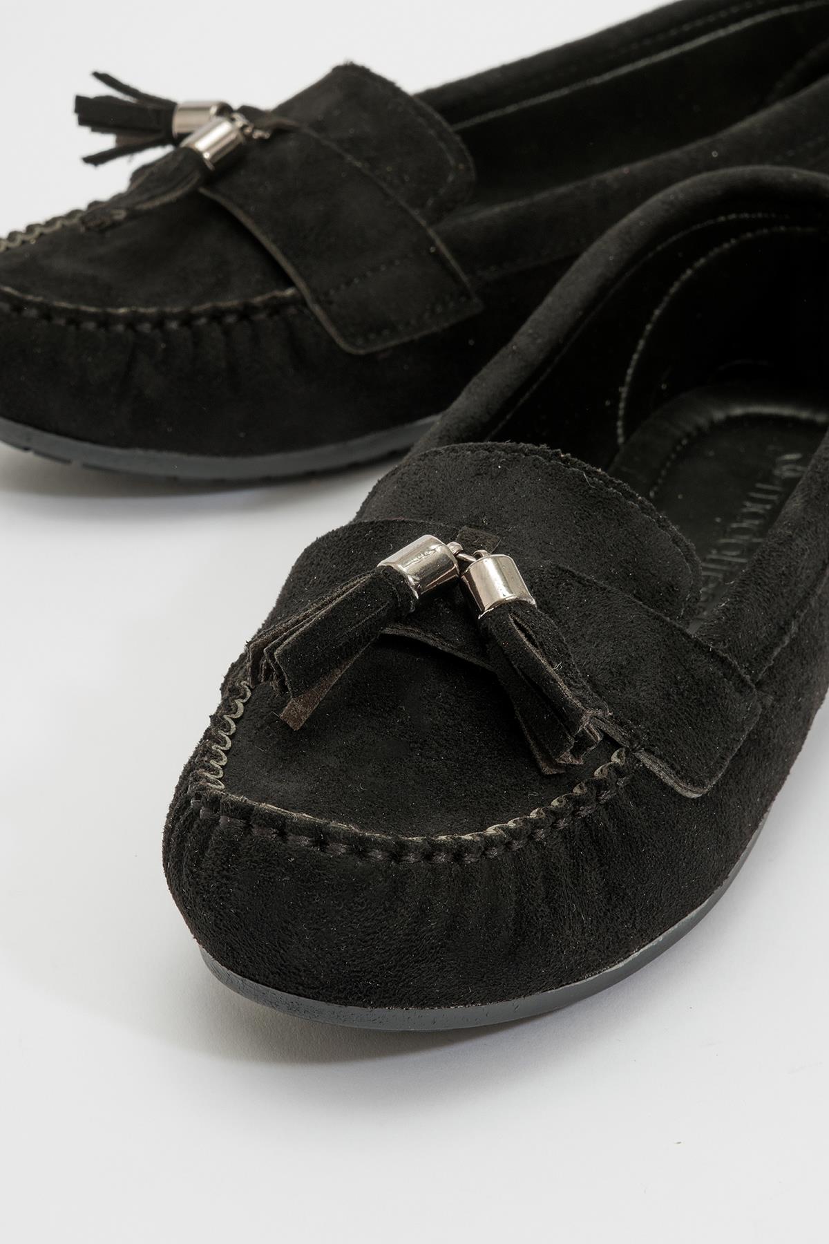 Kadın Tokalı Babet SİYAH SÜET - Görsel 4