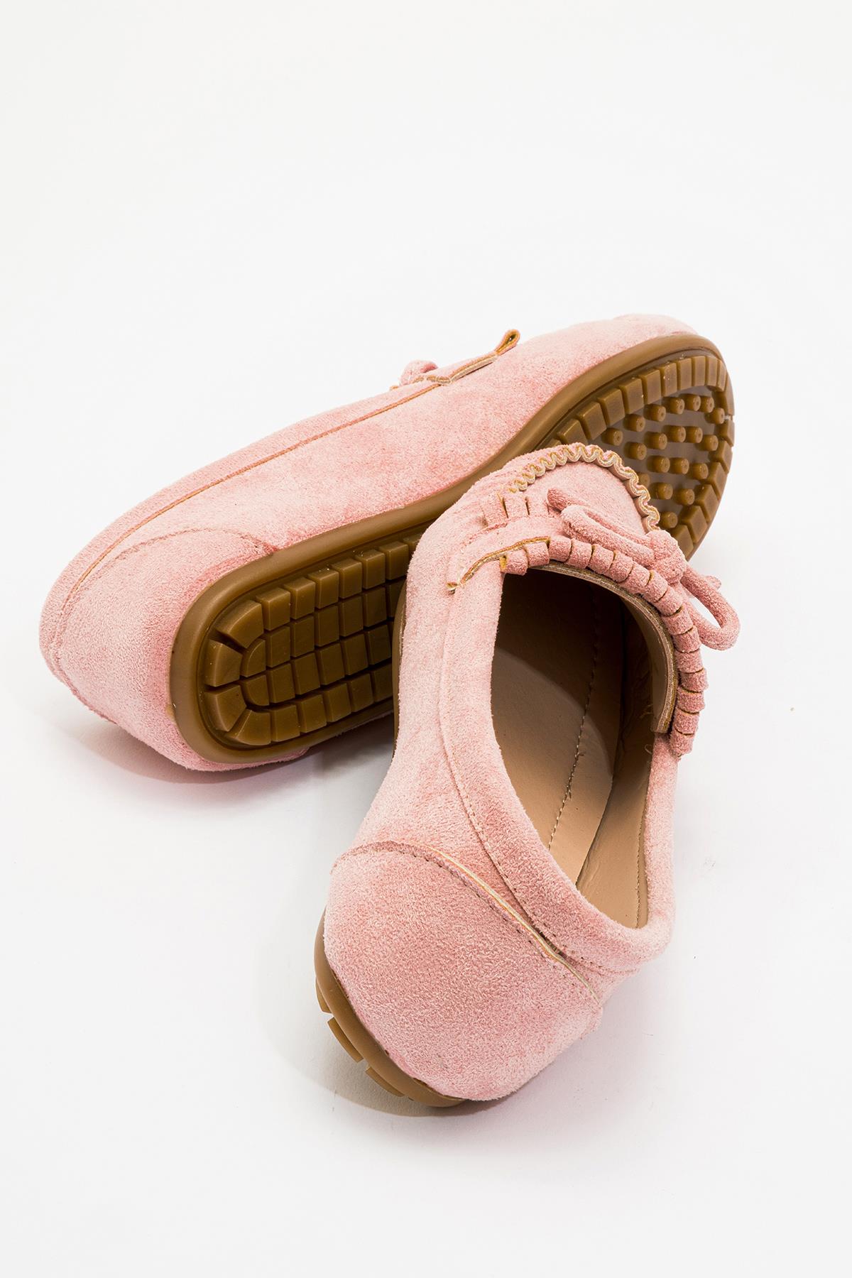 Kadın Geçmeli Düz Sandalet PUDRA SÜET - Görsel 5