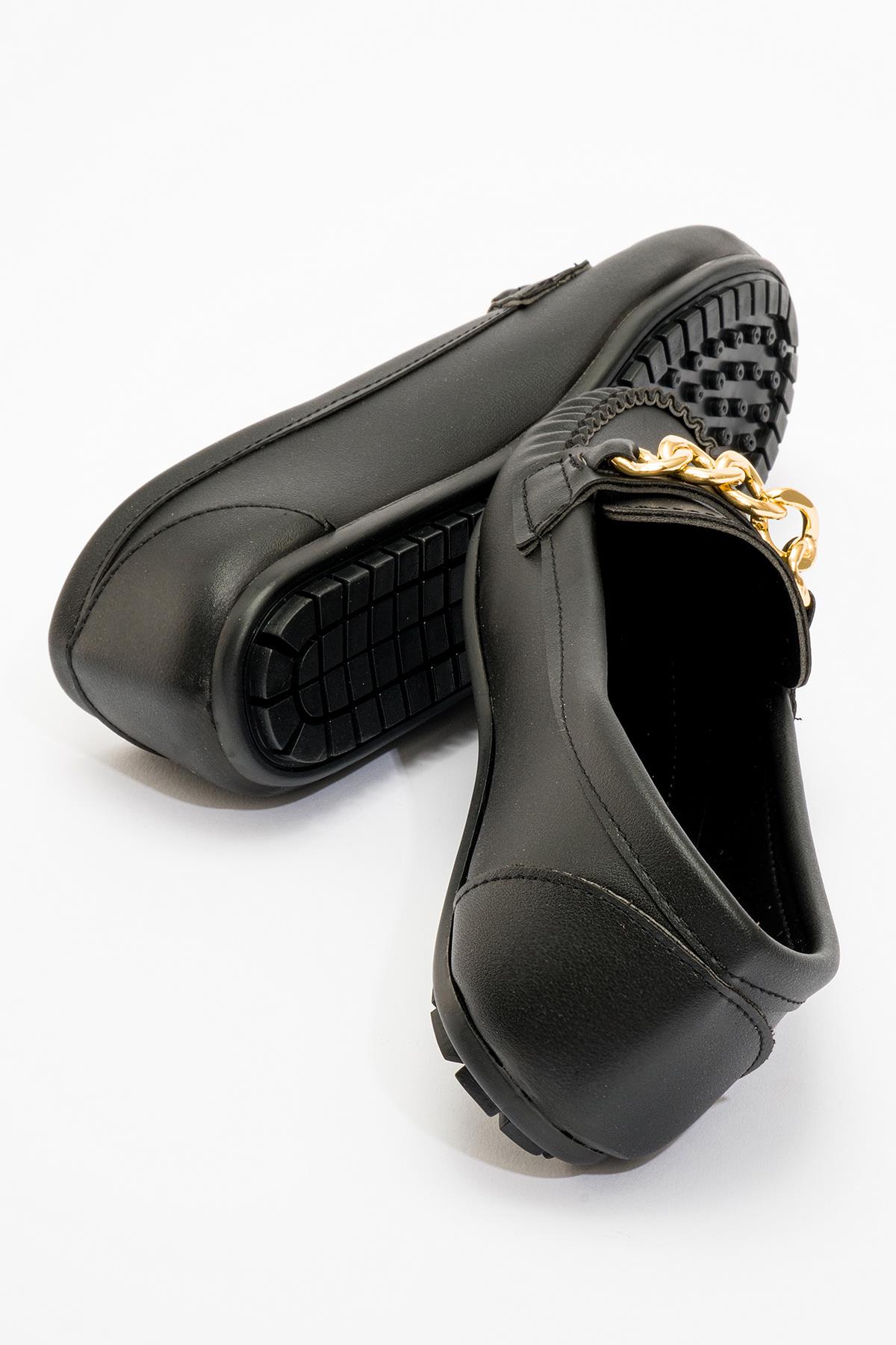 Kadın Zincir Tokalı Babet SİYAH CİLT - Görsel 5