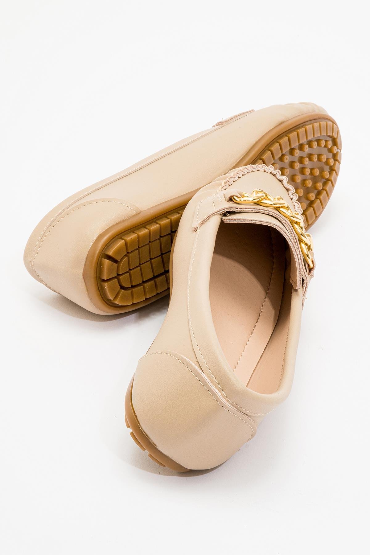 Kadın Zincir Tokalı Babet BEJ CİLT - Görsel 5