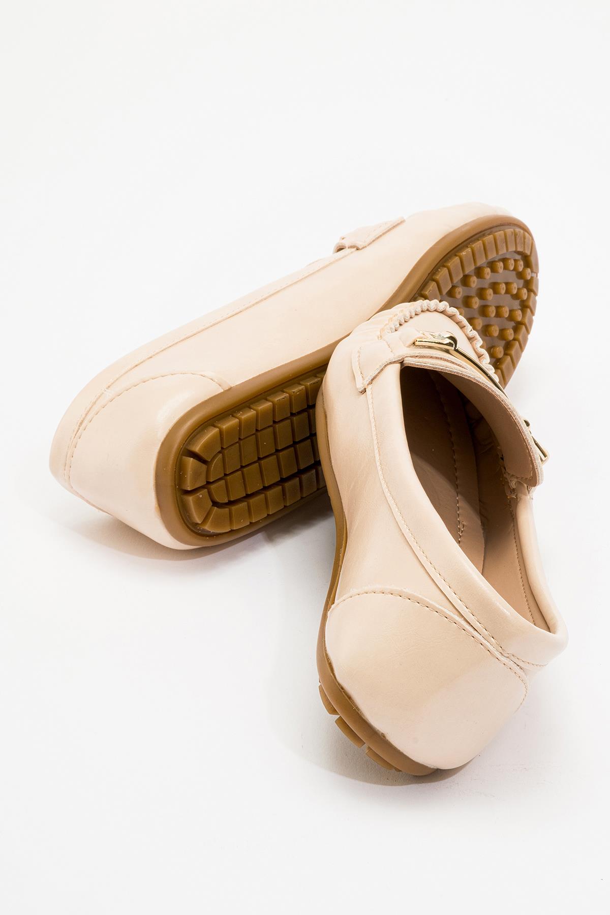 Kadın Çubuk Tokalı Babet KREM KIRIŞIK - Görsel 5