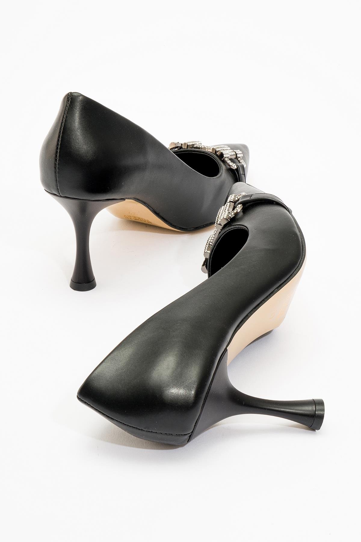 Kadın Taşlı Topuklu Ayakkabı SİYAH CİLT - Görsel 3