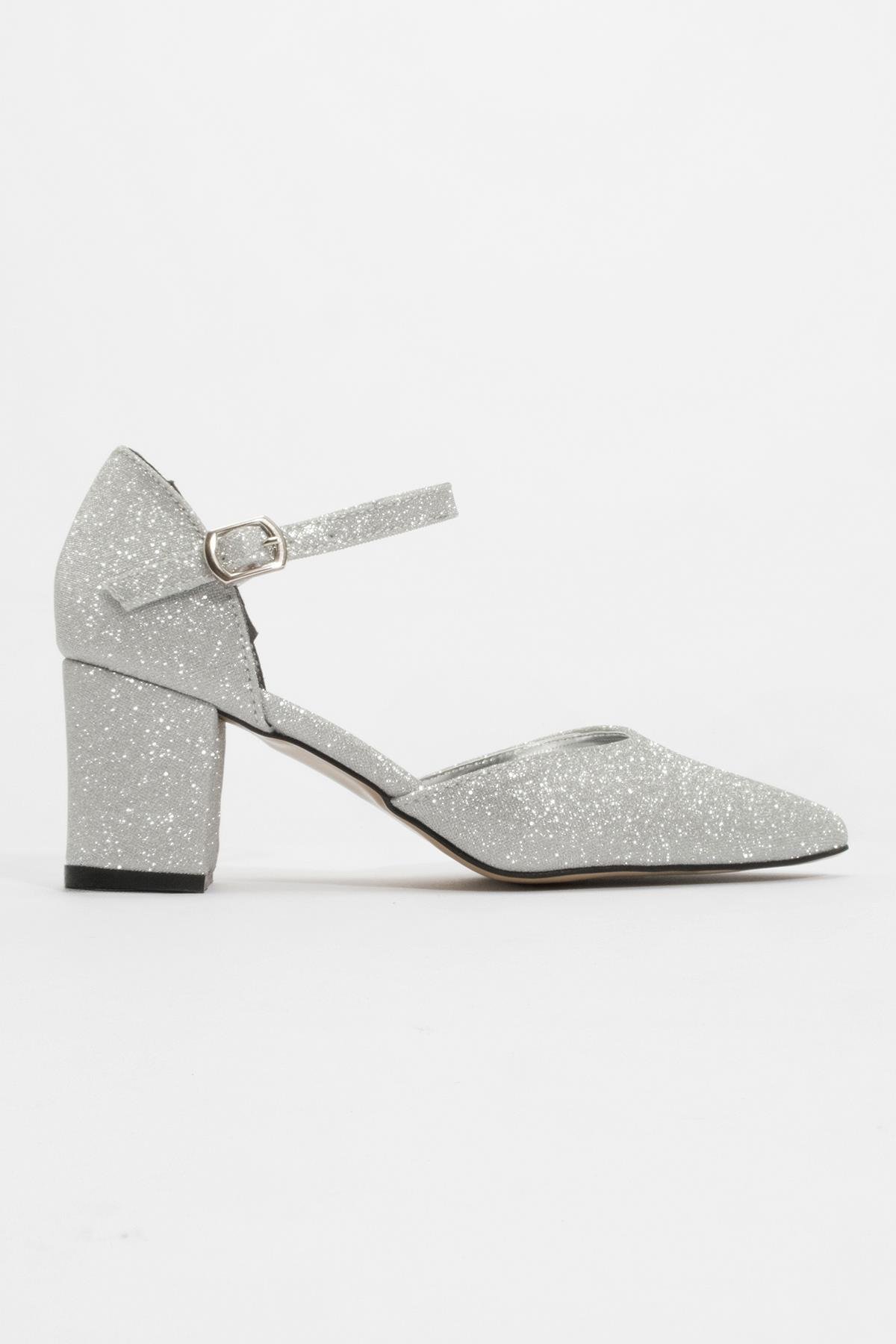 Kadın Biyeli Topuklu Ayakkabı GÜMÜŞ SİM - Görsel 2