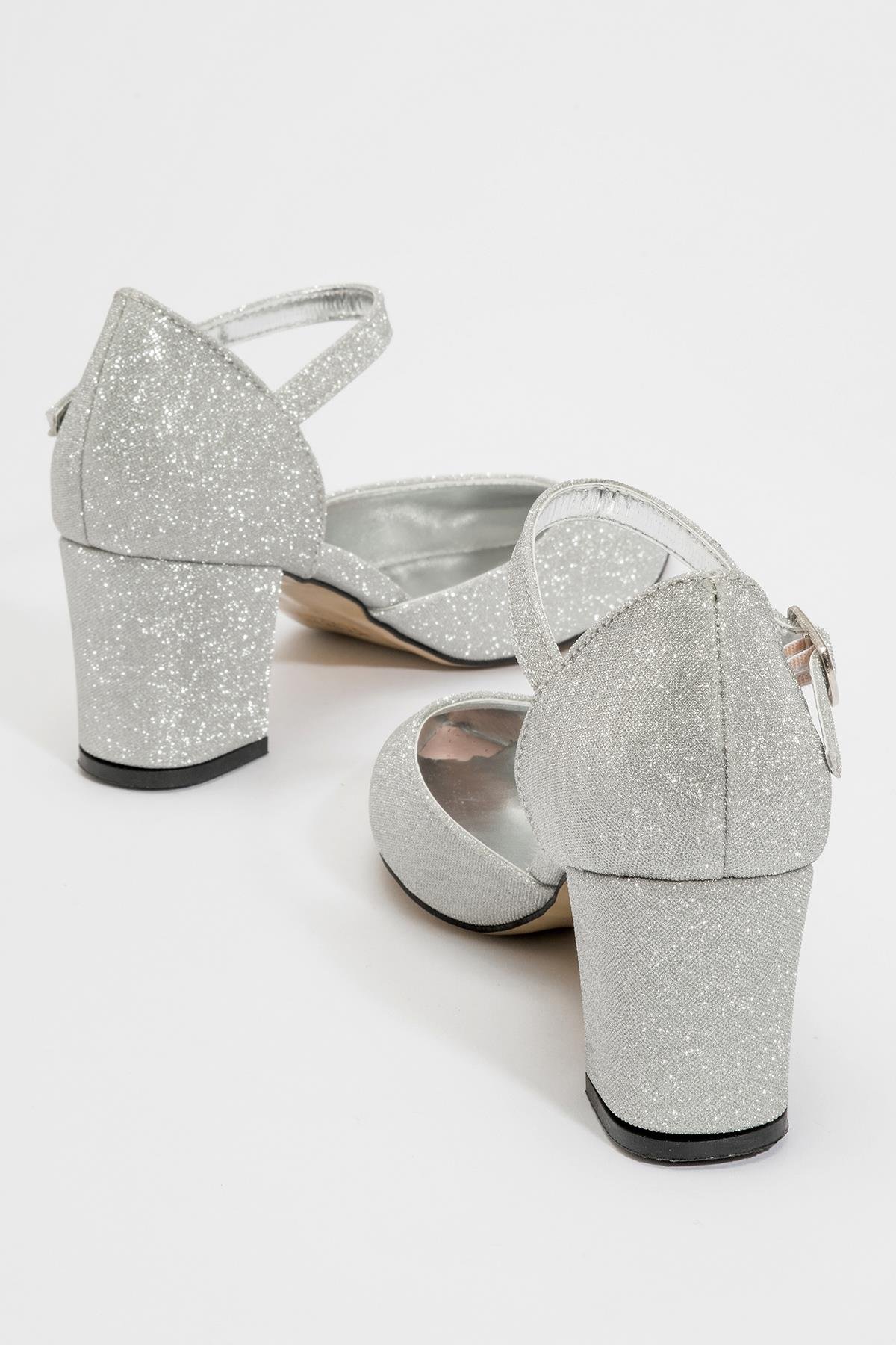 Kadın Biyeli Topuklu Ayakkabı GÜMÜŞ SİM - Görsel 3