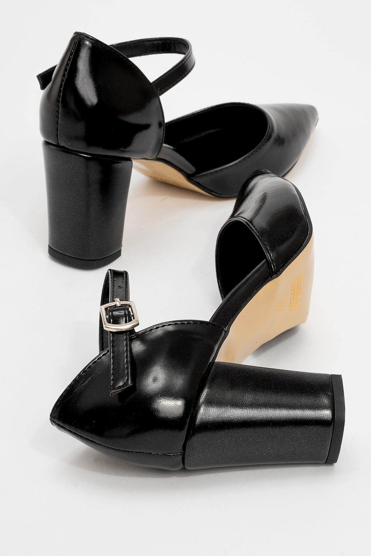 Kadın Tokalı Topuklu Ayakabı SİYAH METALİK - Görsel 3