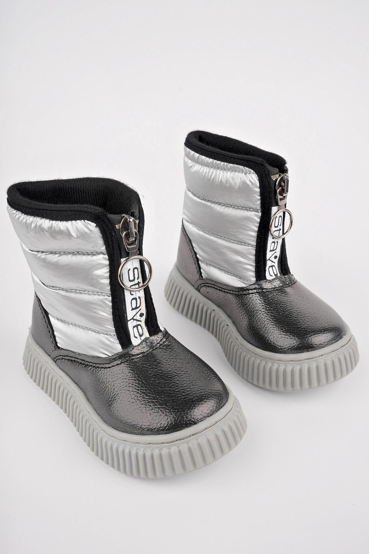 CANDY Garantili Bebek Rahat Kalıp Önü Fermuarlı İçi Kürklü Yağmur ve Kar Botu - Görsel 5