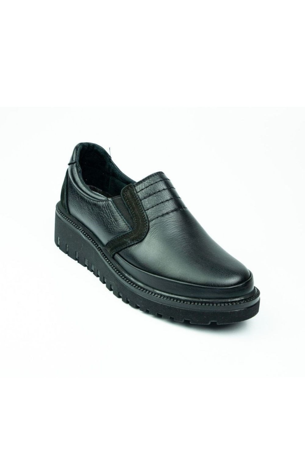 Bağsız Dolgu Taban Rahat Siyah Deri Kadın Ayakkabı 9920 - Görsel 3