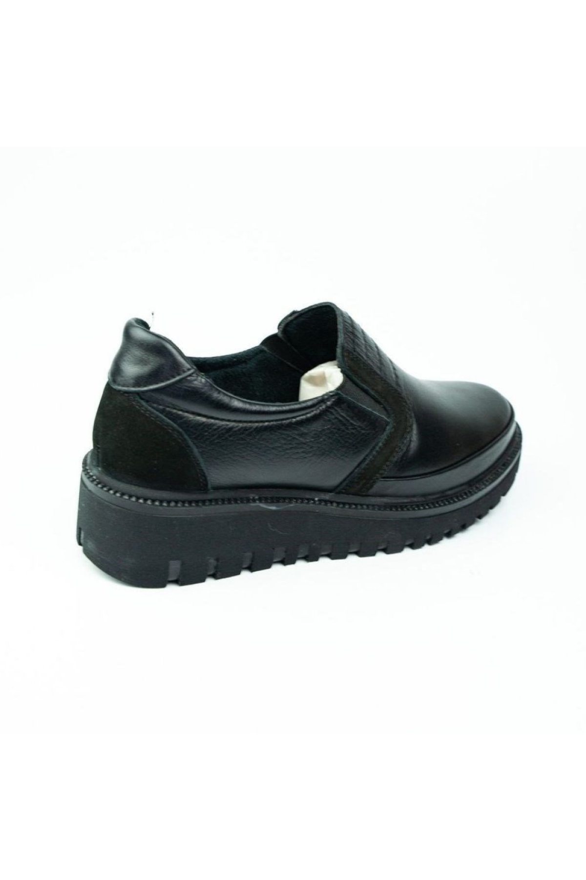 Bağsız Dolgu Taban Rahat Siyah Deri Kadın Ayakkabı 9920 - Görsel 5