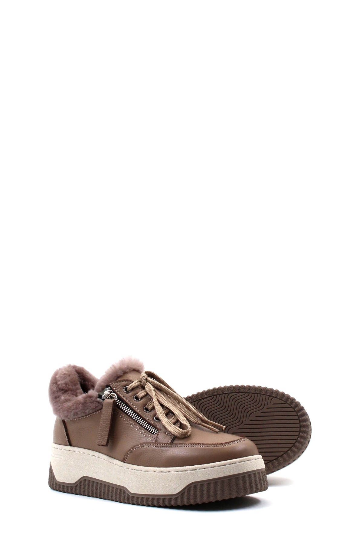 Hakiki Deri Kürklü Kadın Casual Ayakkabı 142KZA15 - Görsel 4