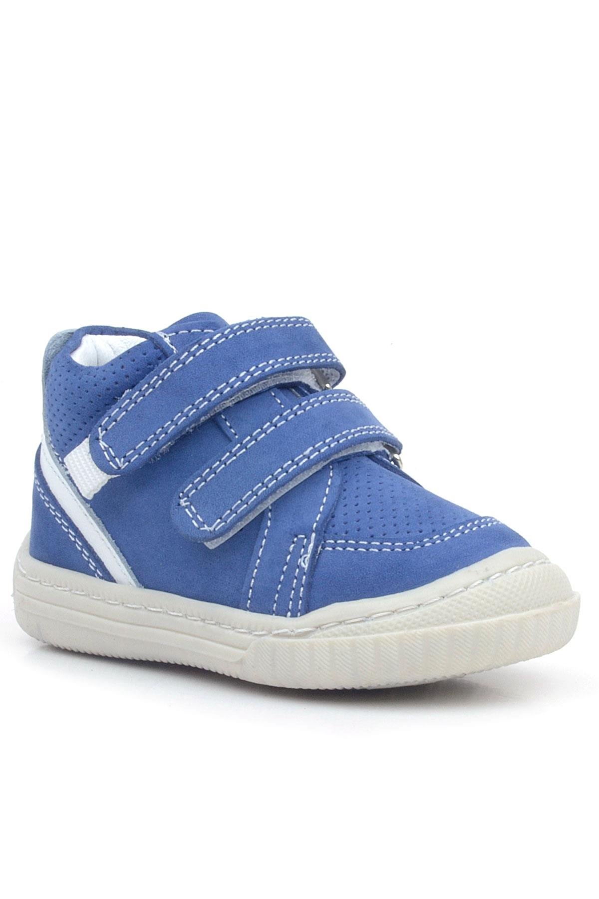 Raya Hakiki Deri Mavi Beyaz Cırtlı Bebek Bot - Görsel 2