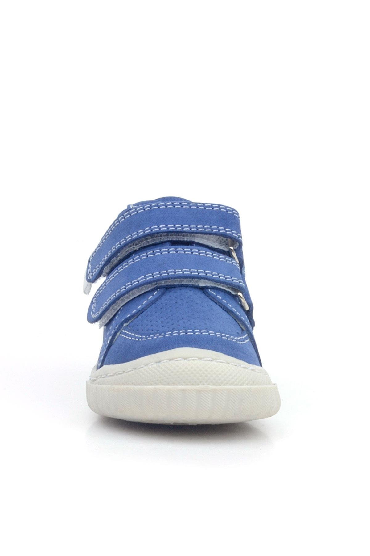 Raya Hakiki Deri Mavi Beyaz Cırtlı Bebek Bot - Görsel 4