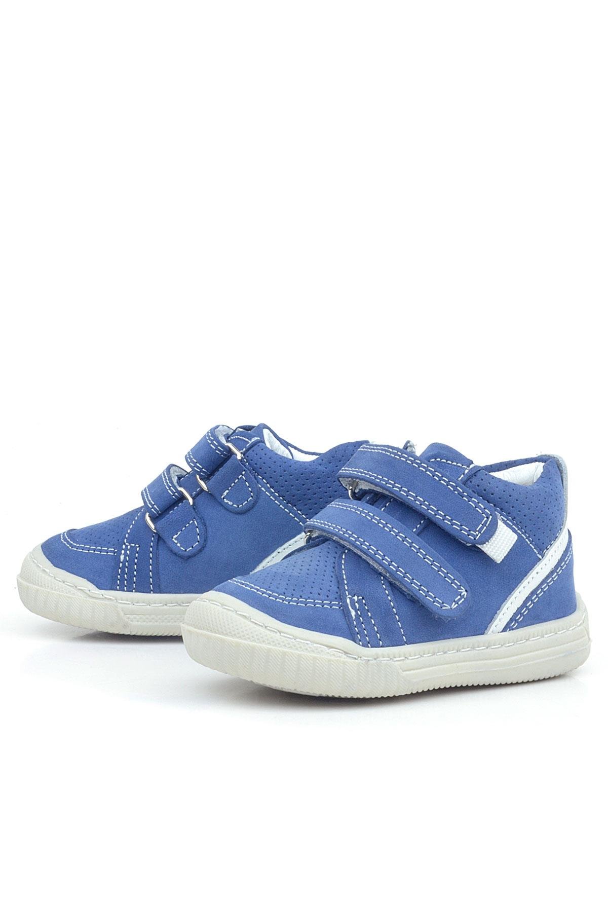 Raya Hakiki Deri Mavi Beyaz Cırtlı Bebek Bot - Görsel 5