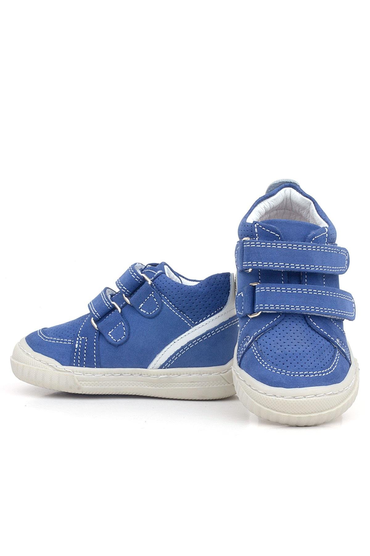 Raya Hakiki Deri Mavi Beyaz Cırtlı Bebek Bot - Görsel 7