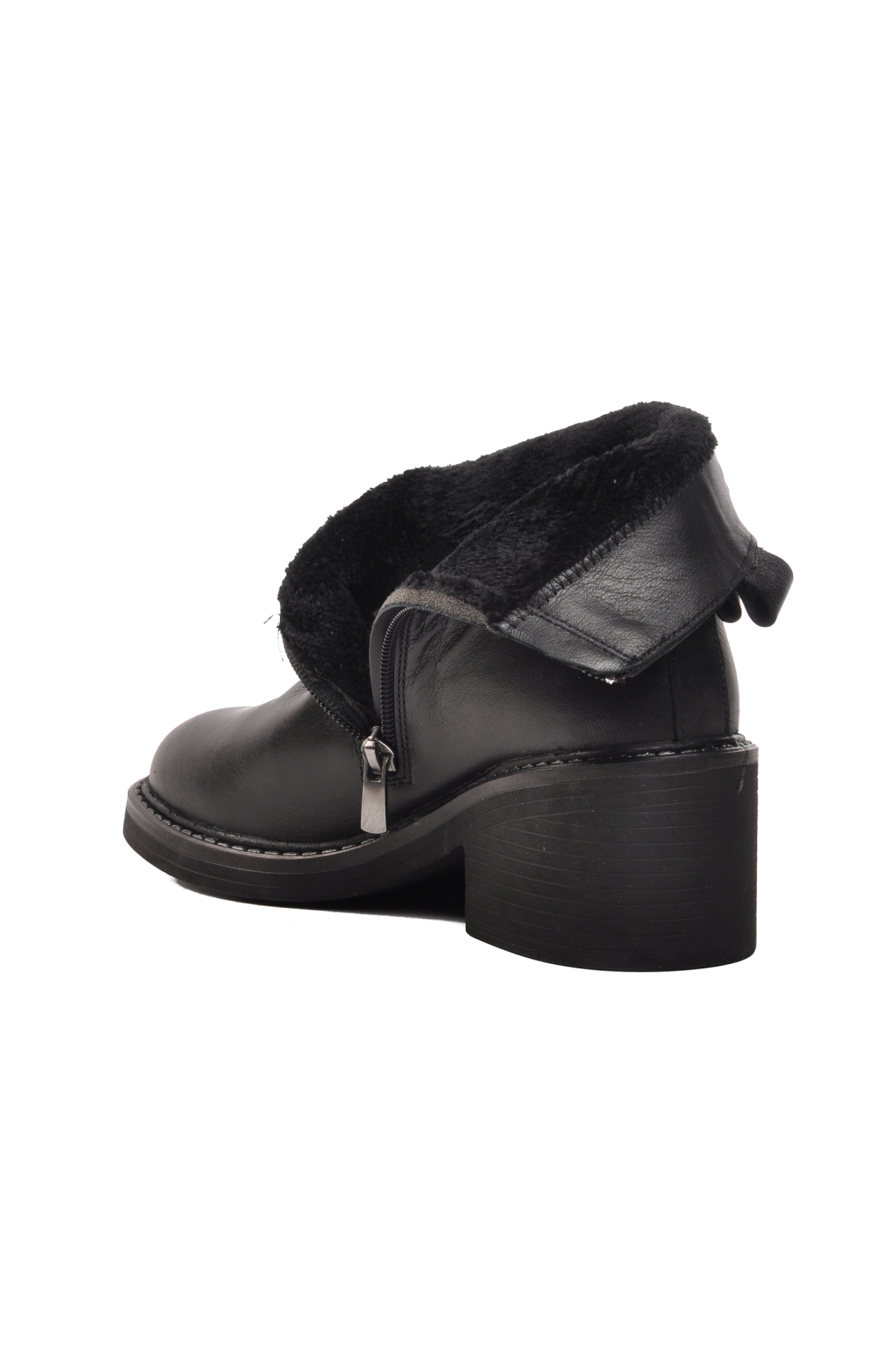 9874 Siyah İçi Kürklü Hakiki Deri Kadın Bot - Görsel 5