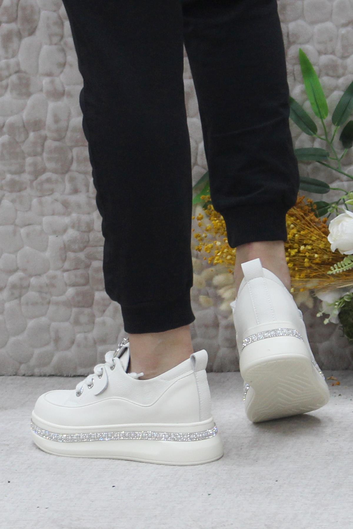 Guja 24K308-1 Bej Taş Detaylı Kalın Taban Casual Kadın Ayakkabı - Görsel 5