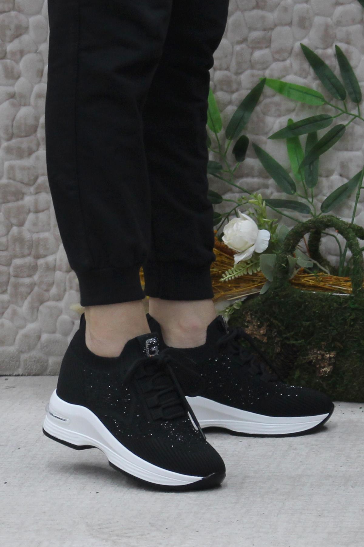 Guja 24K304 Siyah Taş Detaylı Kalın Taban Sneaker Kadın Ayakkabı - Görsel 2
