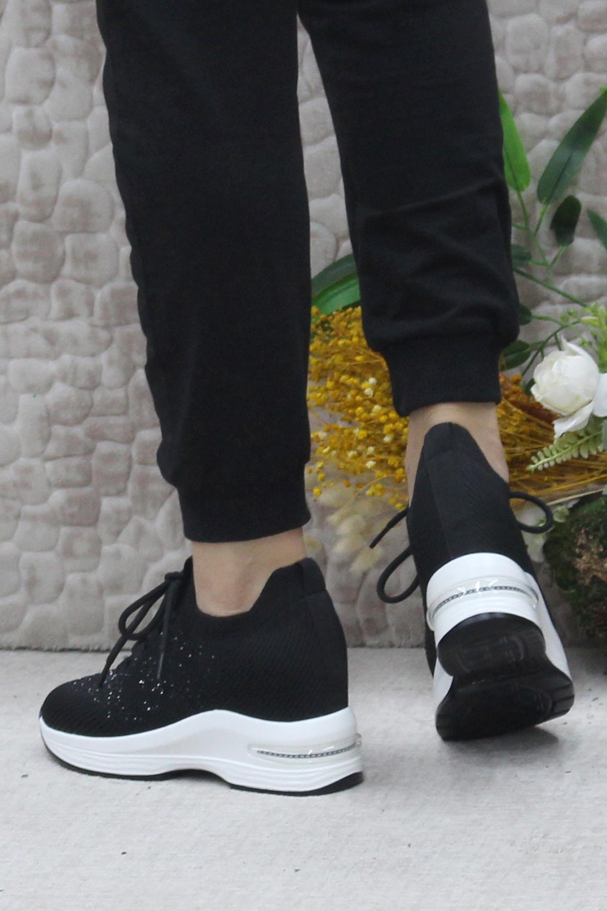 Guja 24K304 Siyah Taş Detaylı Kalın Taban Sneaker Kadın Ayakkabı - Görsel 5