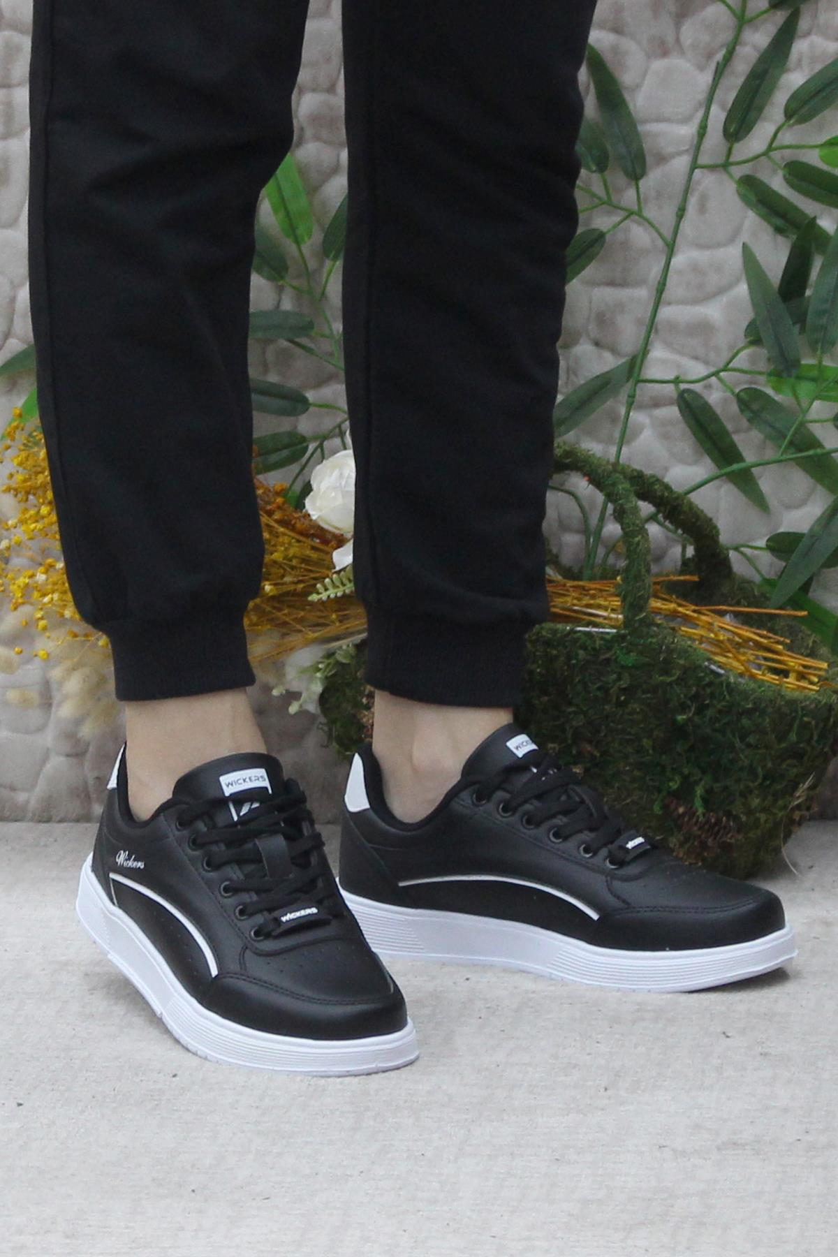 Wks 2765 Siyah Beyaz Hafif Rahat Sneaker Kadın Spor Ayakkabı - Görsel 3