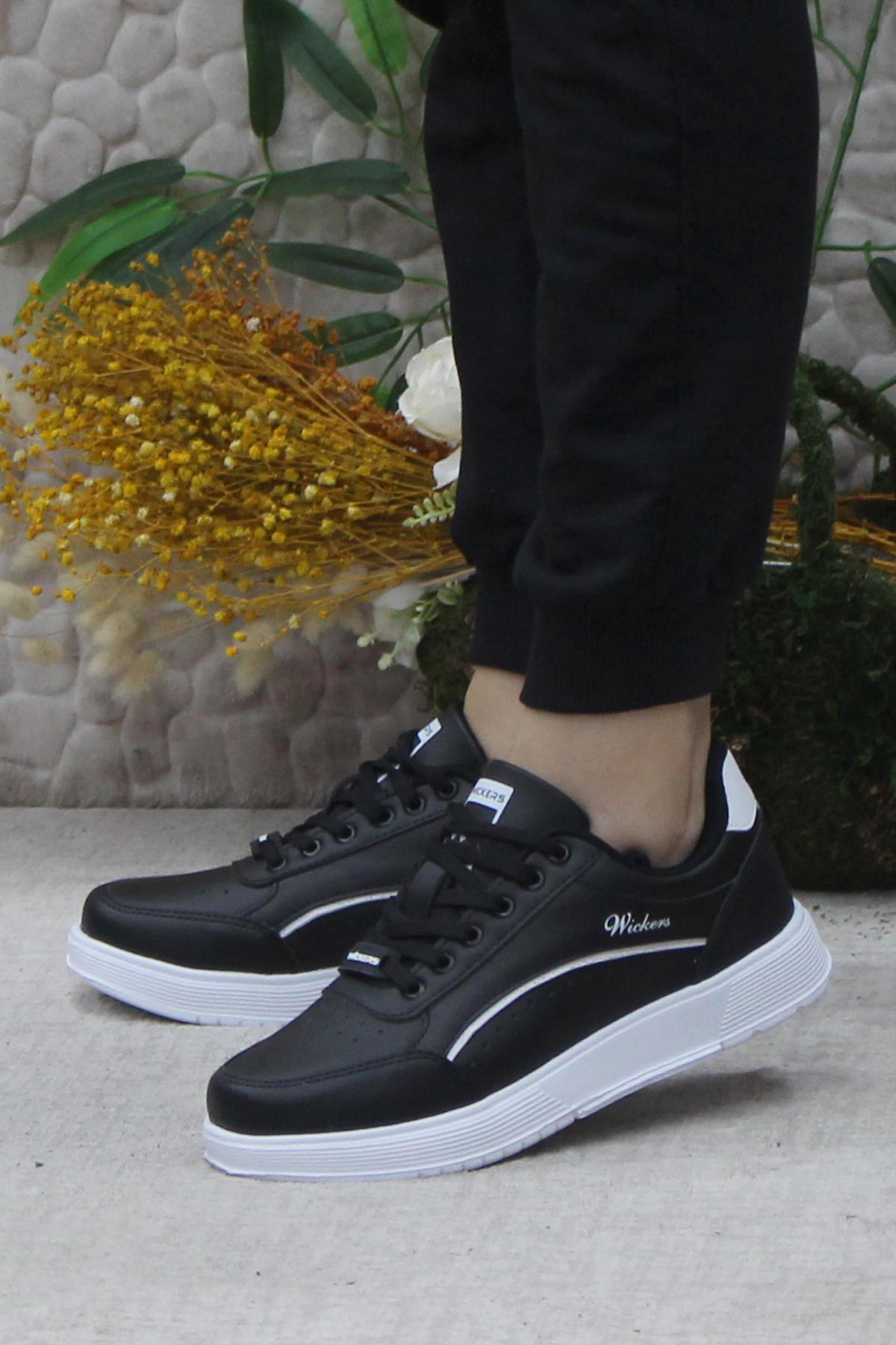Wks 2765 Siyah Beyaz Hafif Rahat Sneaker Kadın Spor Ayakkabı - Görsel 4