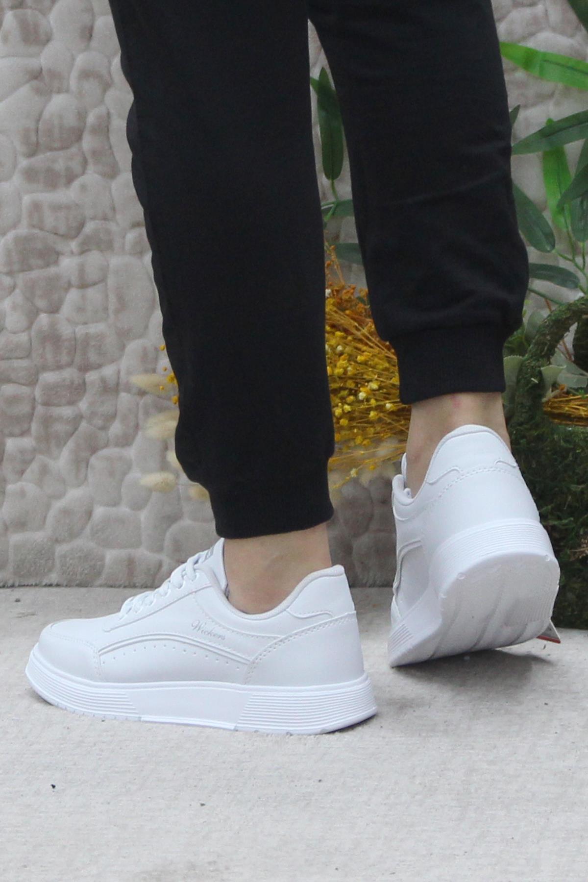 Wks 2765 Beyaz Hafif Rahat Sneaker Kadın Spor Ayakkabı - Görsel 5