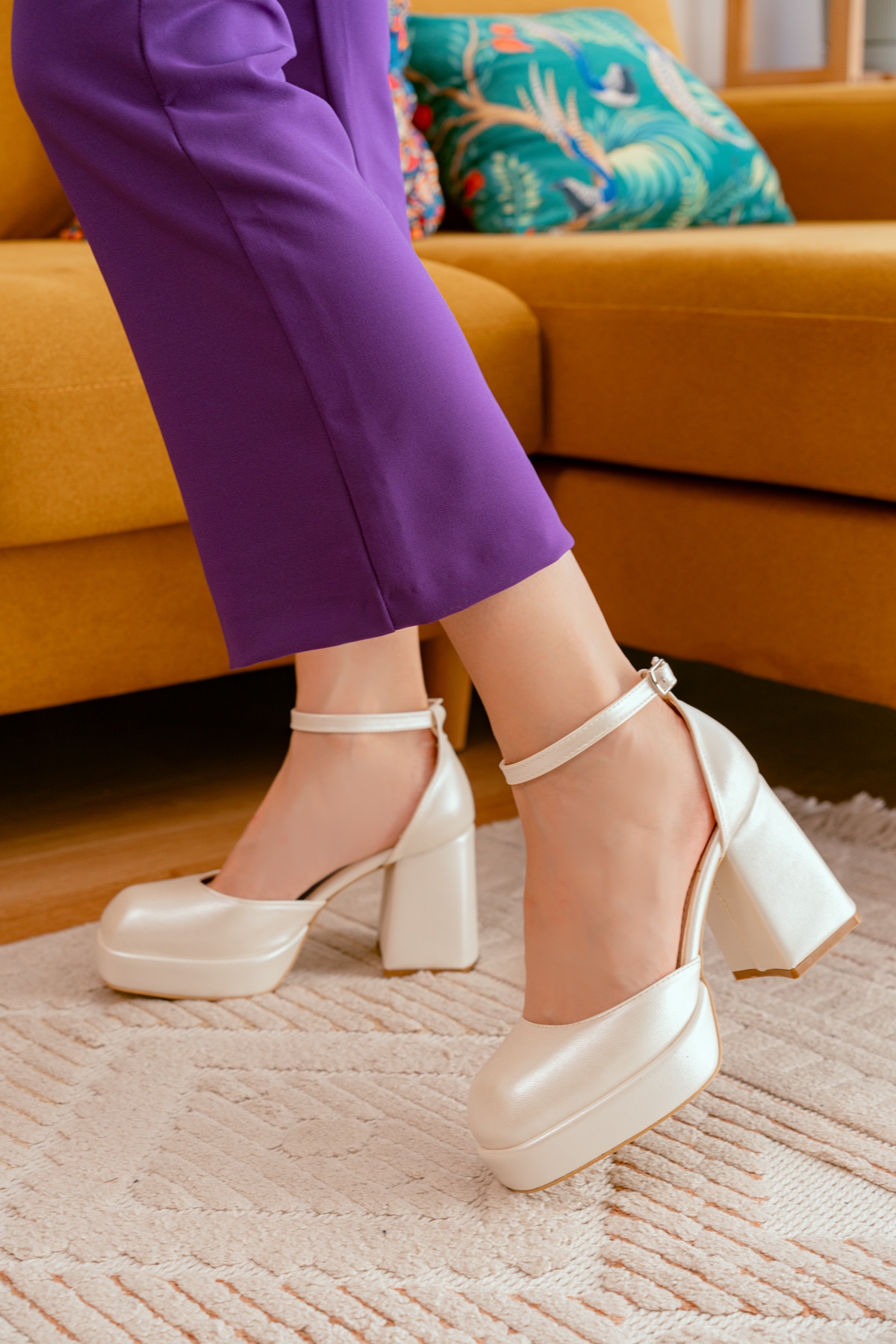 Serra Gelinlik Sedef Beyaz Platform Topuklu Günlük Ayakkabı - Görsel 6
