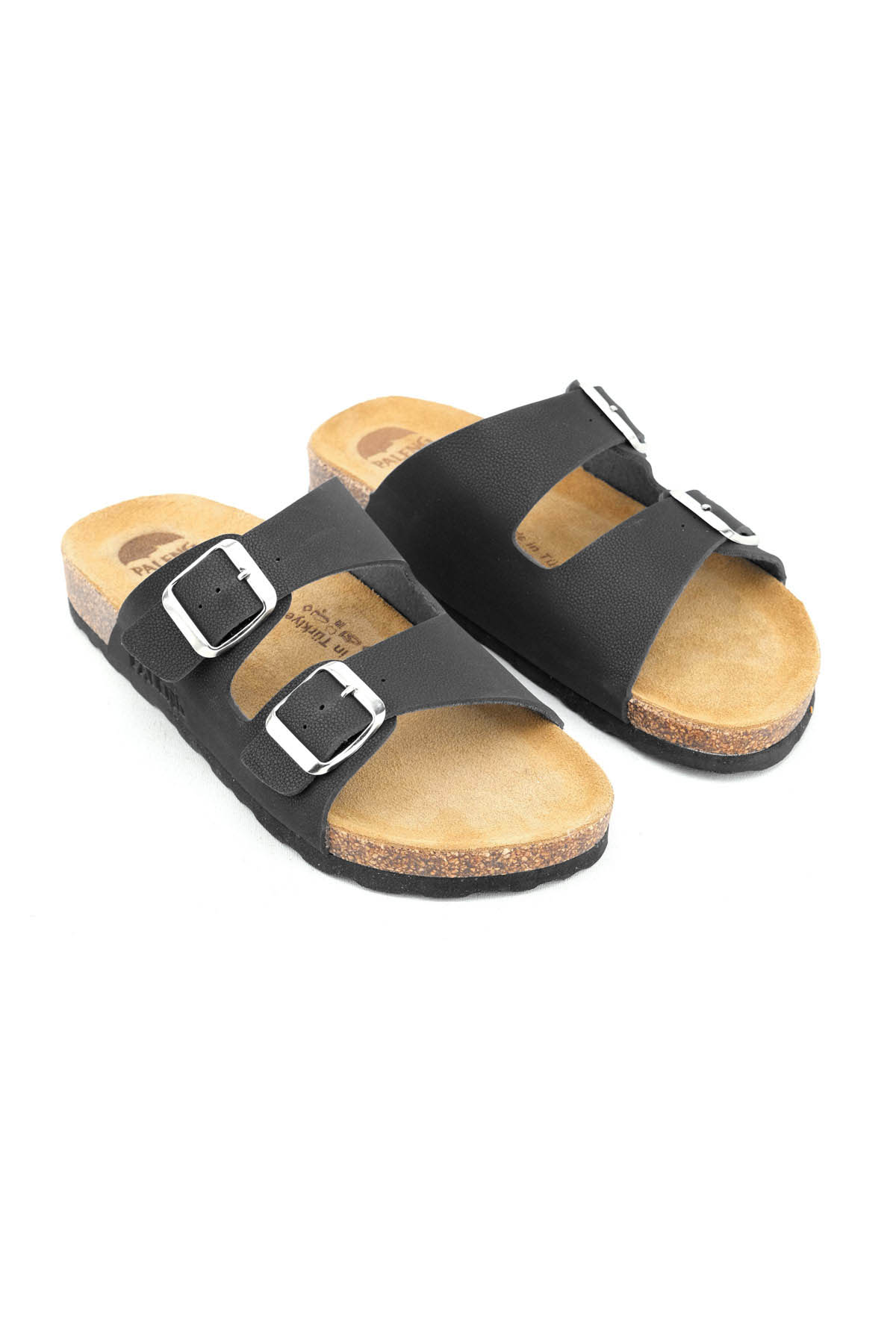 Gezer Yazlık Kadın İç Taban Hakiki Deri Çift Toka Ayarlanabilir Mantar Taban Günlük Terlik - Görsel 4