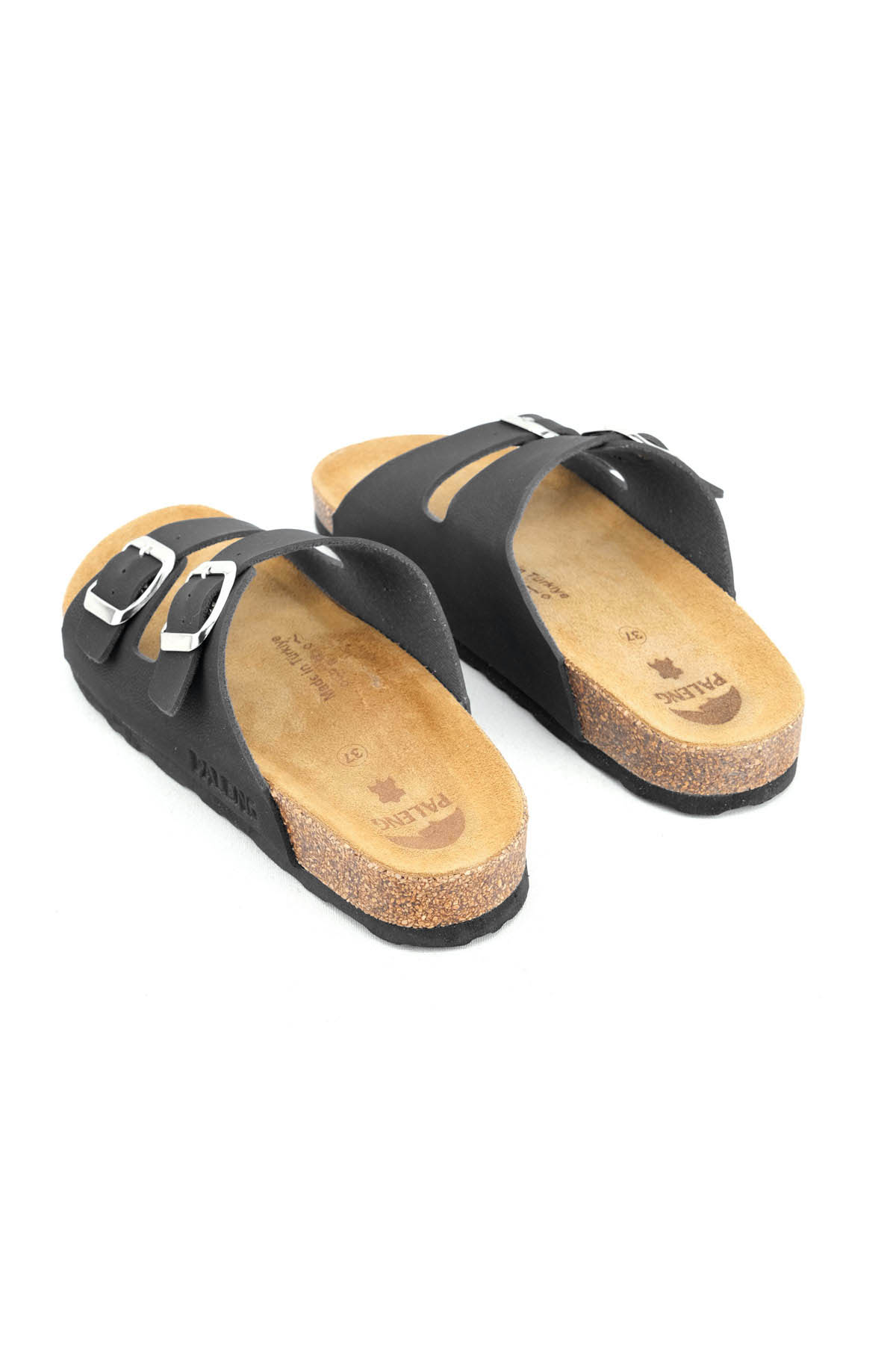 Gezer Yazlık Kadın İç Taban Hakiki Deri Çift Toka Ayarlanabilir Mantar Taban Günlük Terlik - Görsel 5
