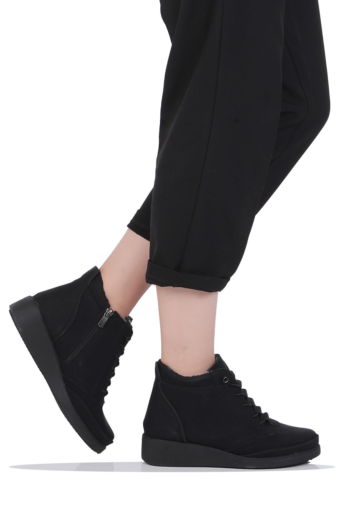 Mp 242-2235Zn Siyah Kadın Kışlık Düz Bot Ayakkabı - Görsel 2