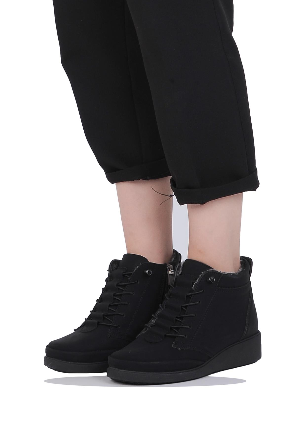Mp 242-2235Zn Siyah Kadın Kışlık Düz Bot Ayakkabı - Görsel 3