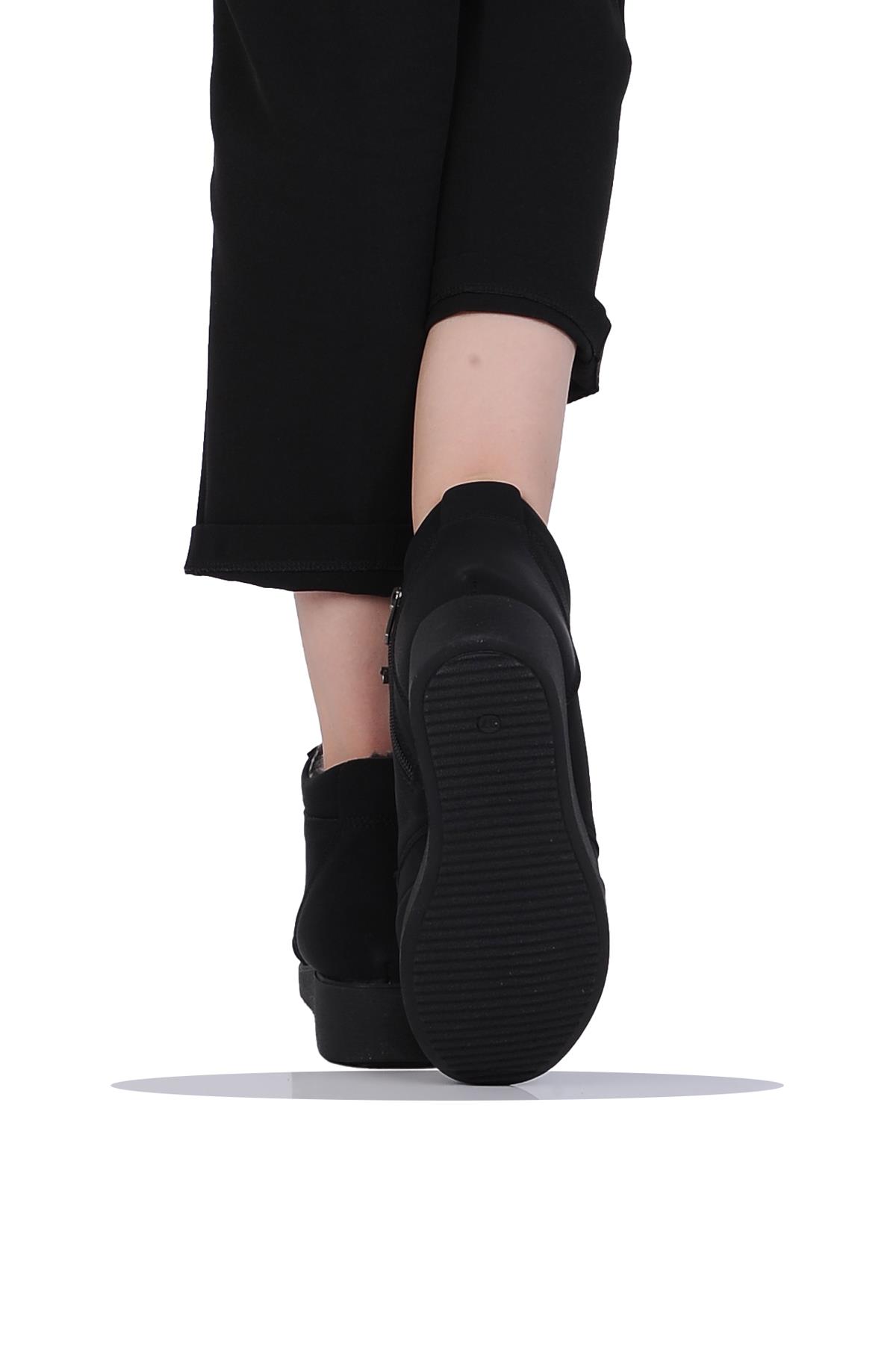 Mp 242-2235Zn Siyah Kadın Kışlık Düz Bot Ayakkabı - Görsel 4