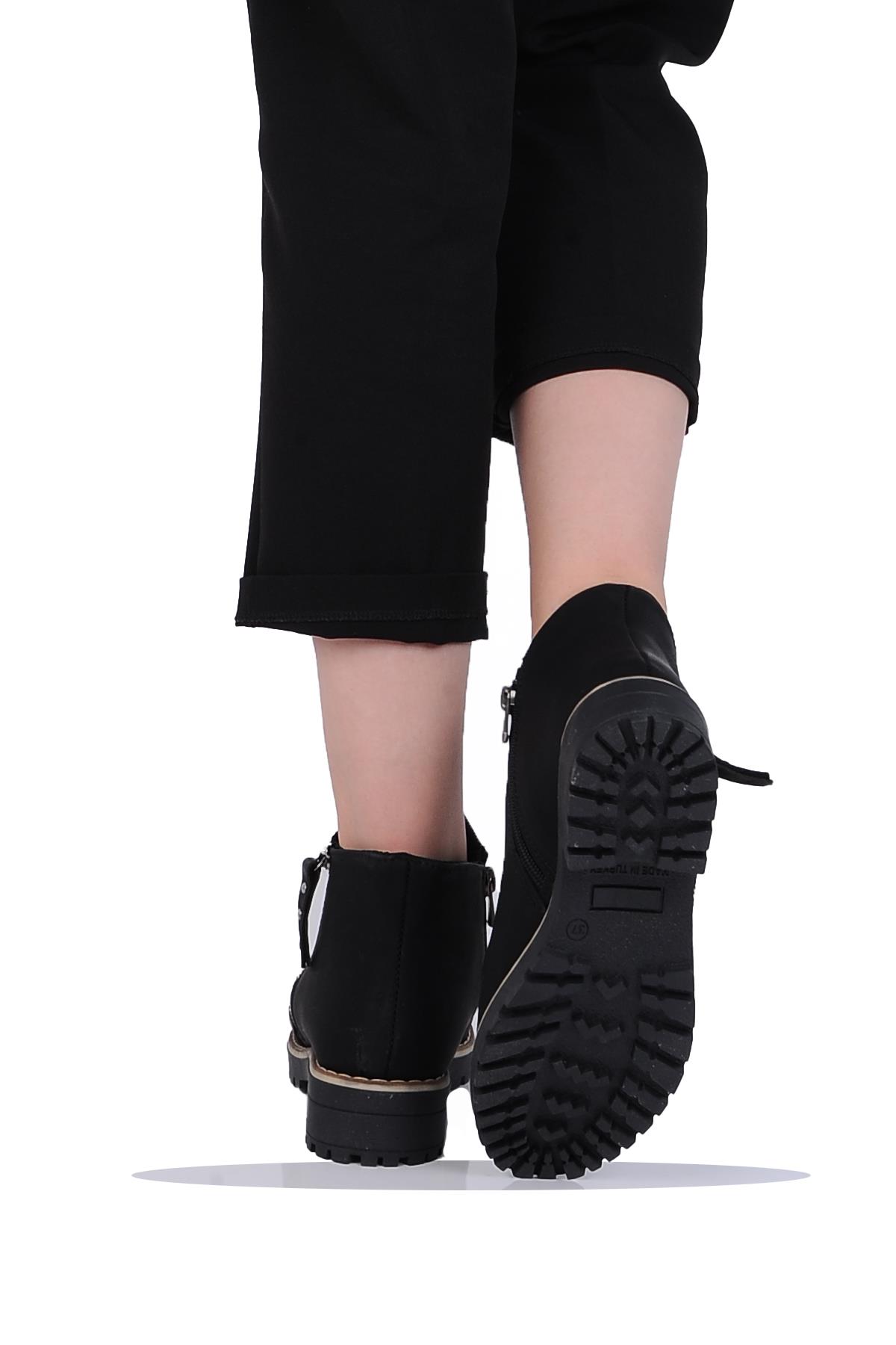 Mp 242-2337Zn Siyah Kadın Kışlık Düz Bot Ayakkabı - Görsel 4