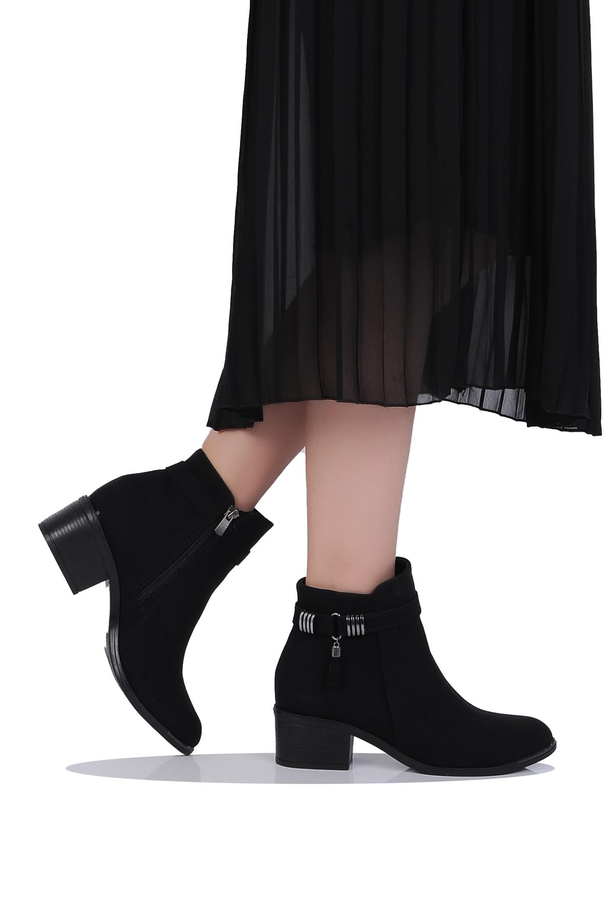 Mp 242-2227Zn Siyah Kadın 6Cm Topuklu Bot - Görsel 2