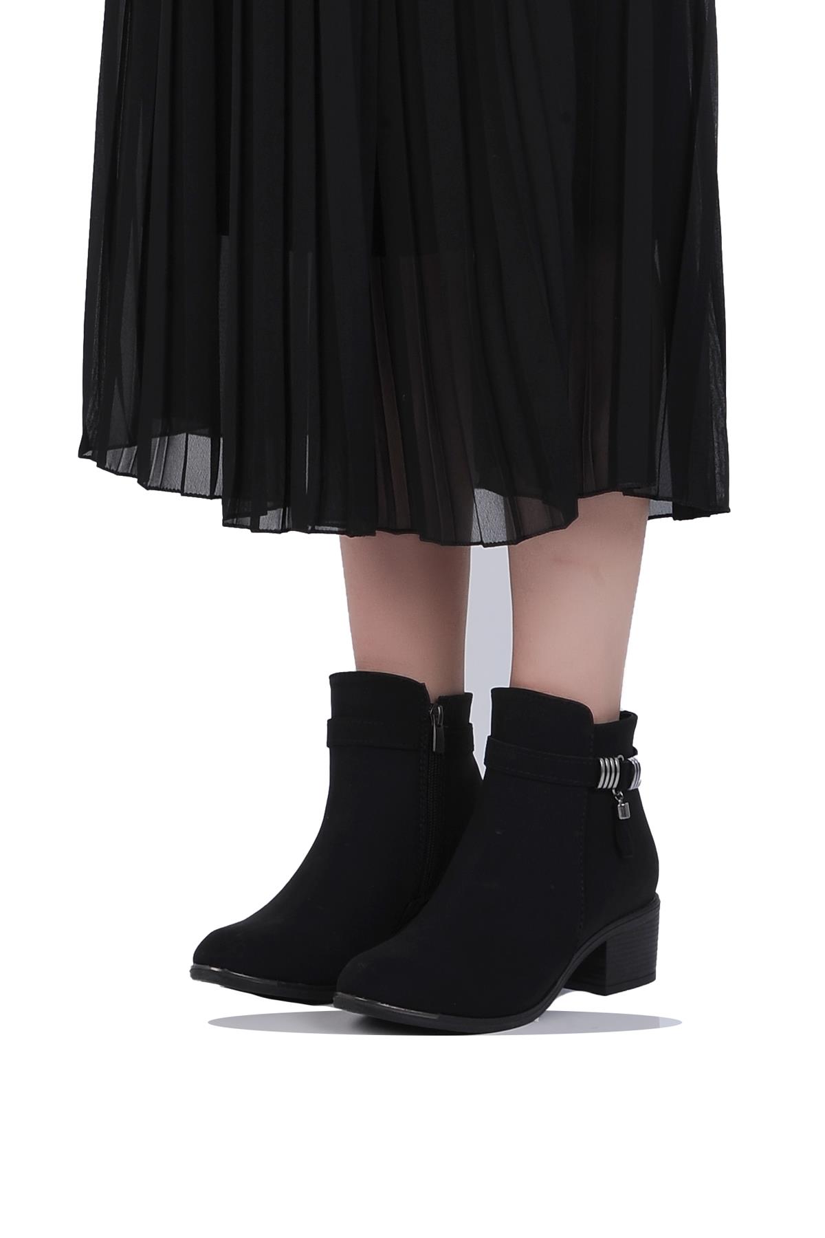 Mp 242-2227Zn Siyah Kadın 6Cm Topuklu Bot - Görsel 3