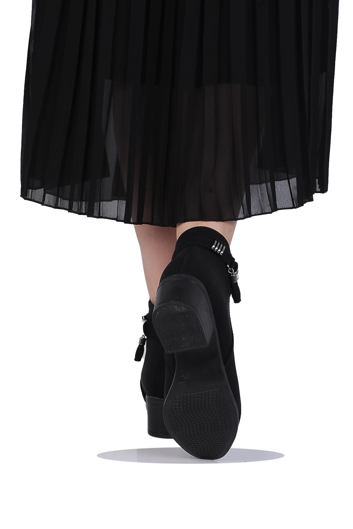 Mp 242-2227Zn Siyah Kadın 6Cm Topuklu Bot - Görsel 4