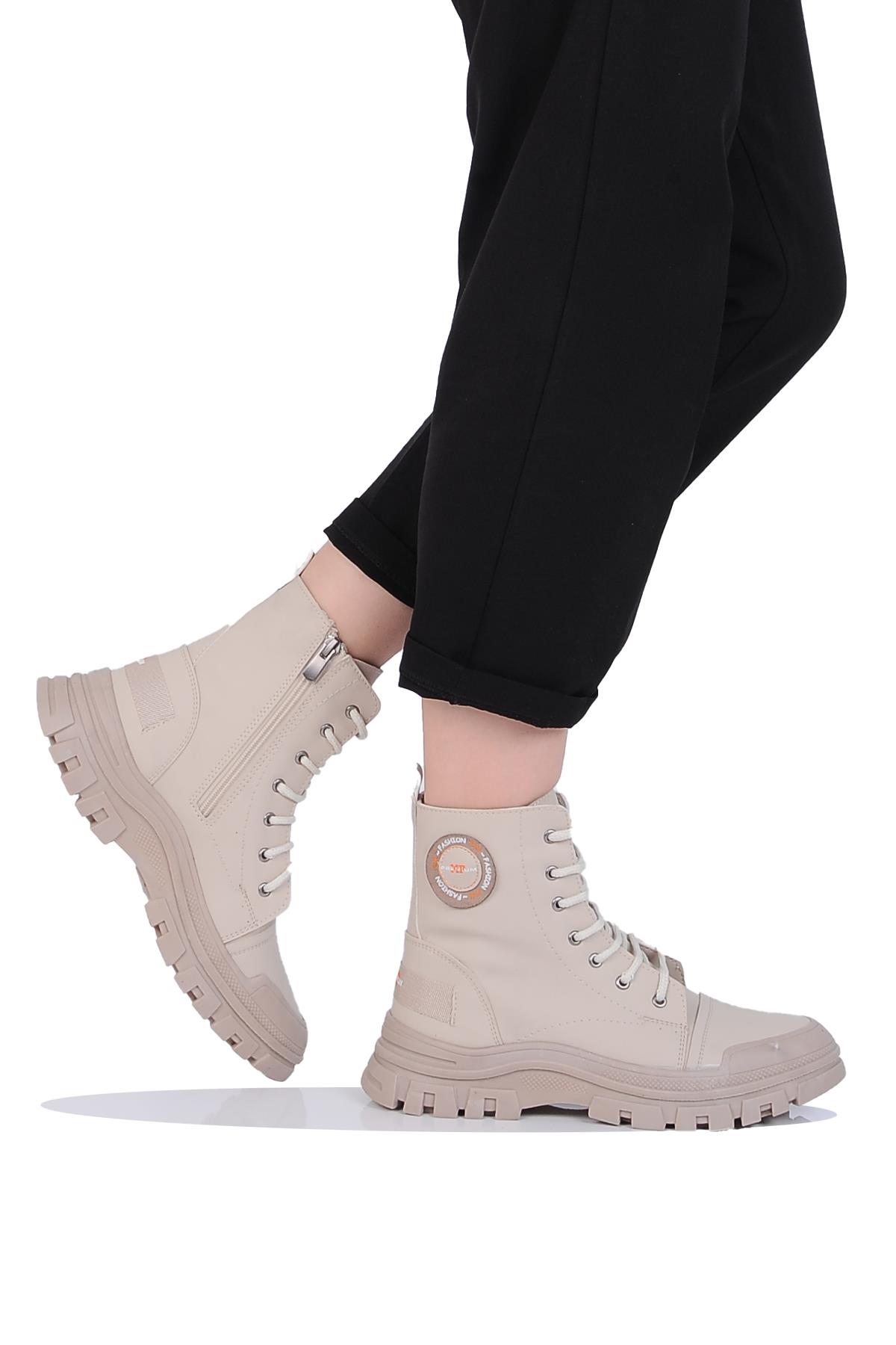 Mp 242-2239Zn Kadın Kışlık Düz Postal Bot Ayakkabı - Görsel 2